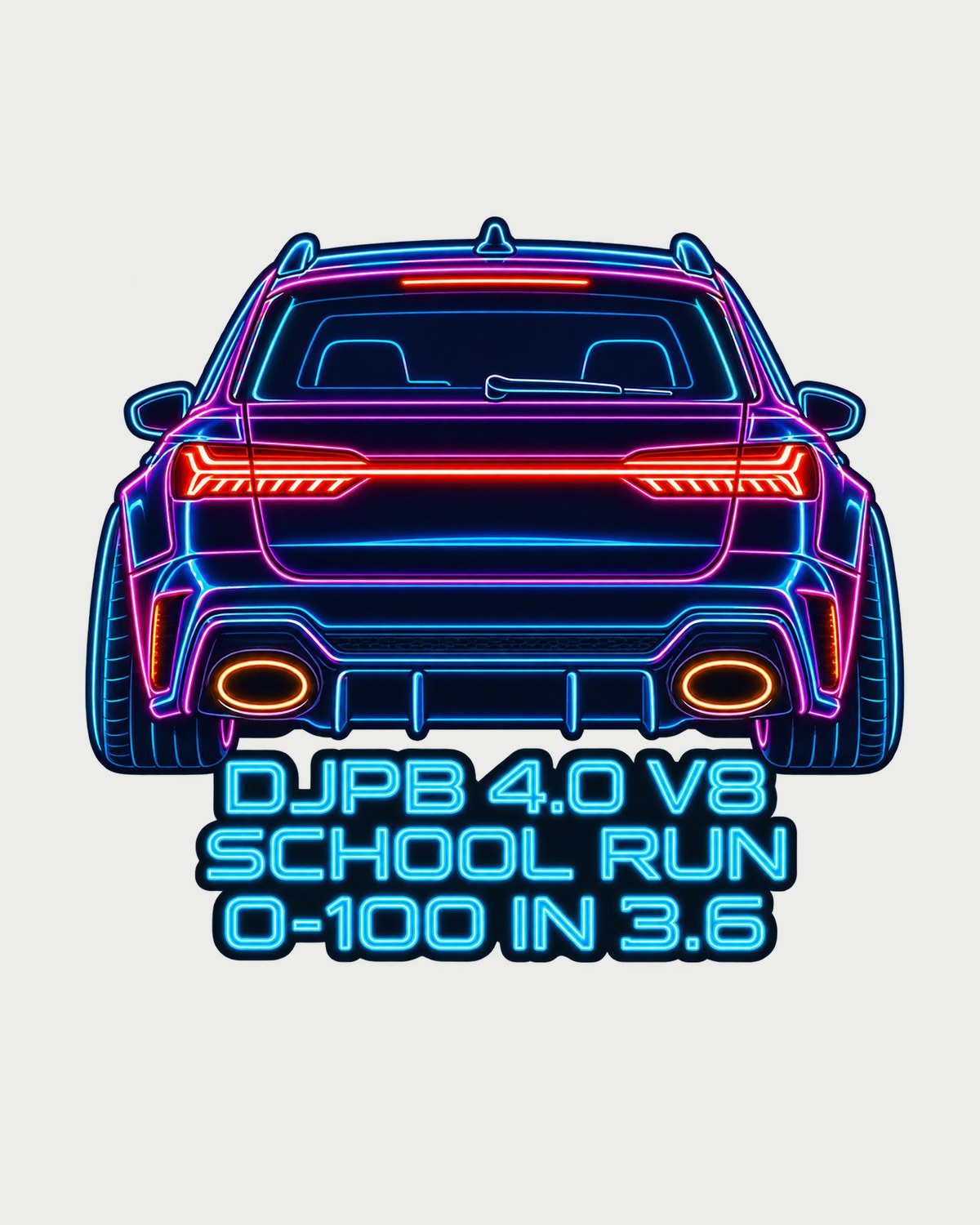 Audi RS6 Avant C8 Neon Line Art Shirt, School Run V8 Wagon design only