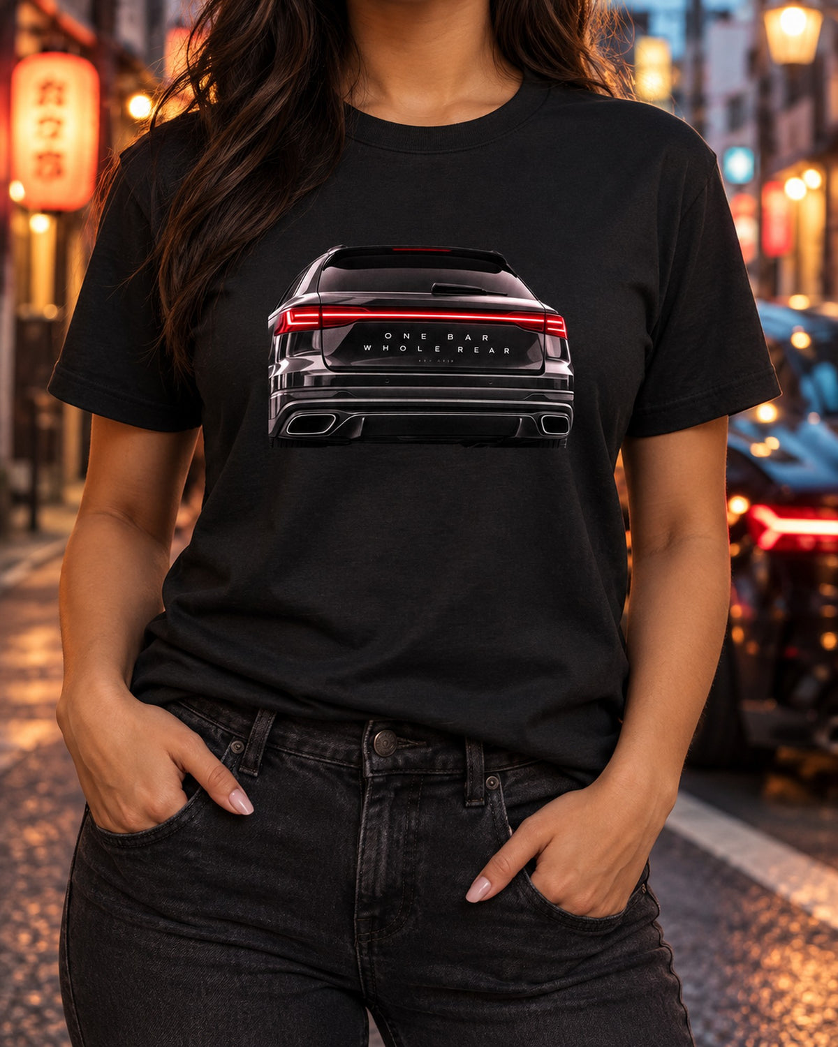 Audi RS6 Avant C8 Light Bar Taillight Macro Shirt, One Bar T-Shirt Black worn hero