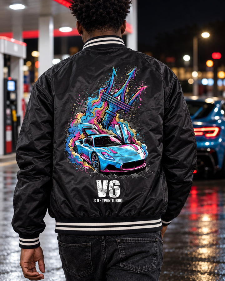 Maserati MC20 Trident Bomber Jacket worn hero