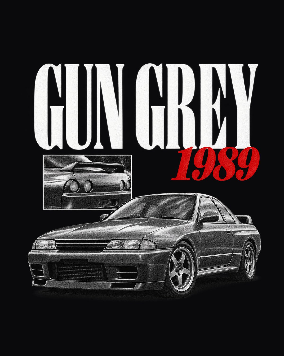 Nissan Skyline GT-R R32 BNR32 Gun Grey 1989 Editorial Tee design only