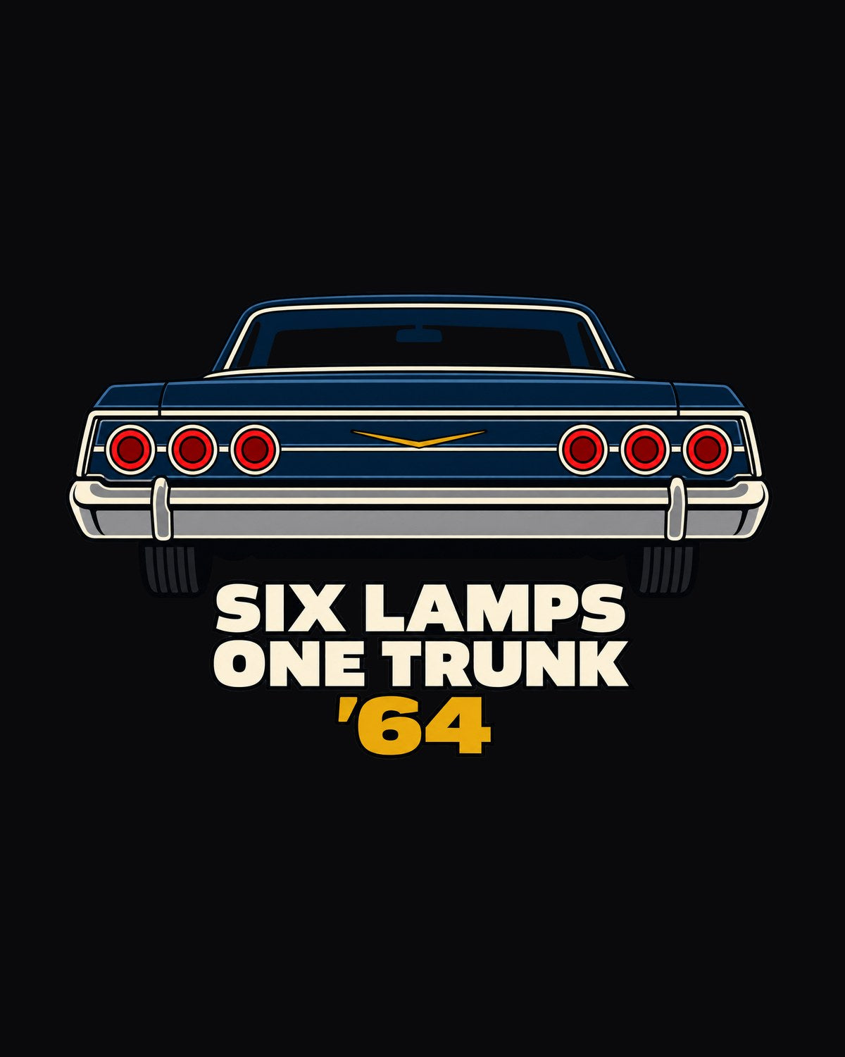 1964 Impala Rear Six Lamps Minimal Vector Shirt, Car Tee design only