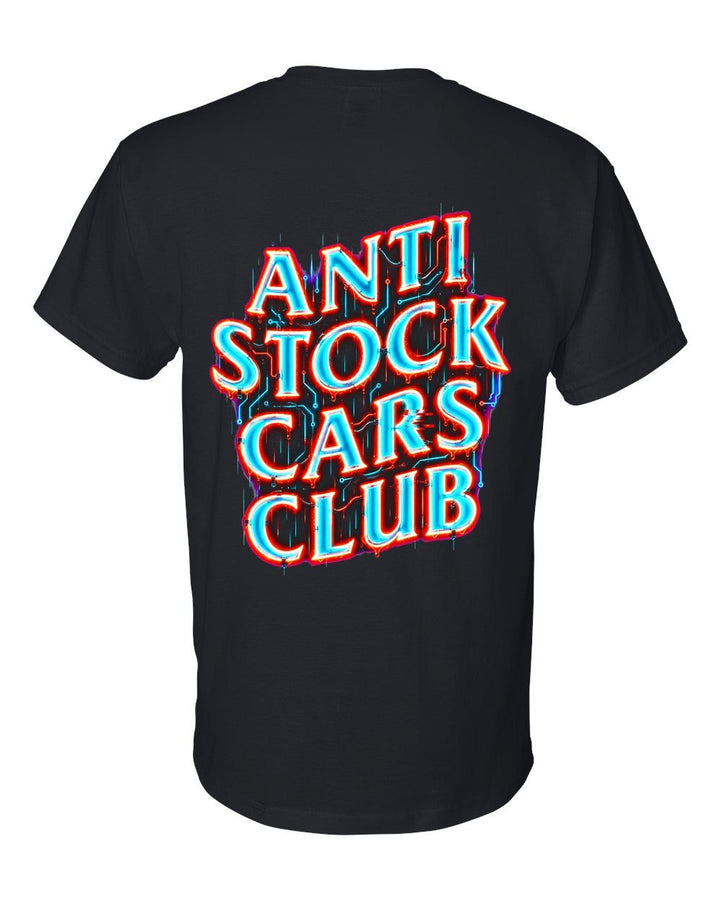 Anti Stock Cars Club Neon Cyberpunk T-Shirt Black back