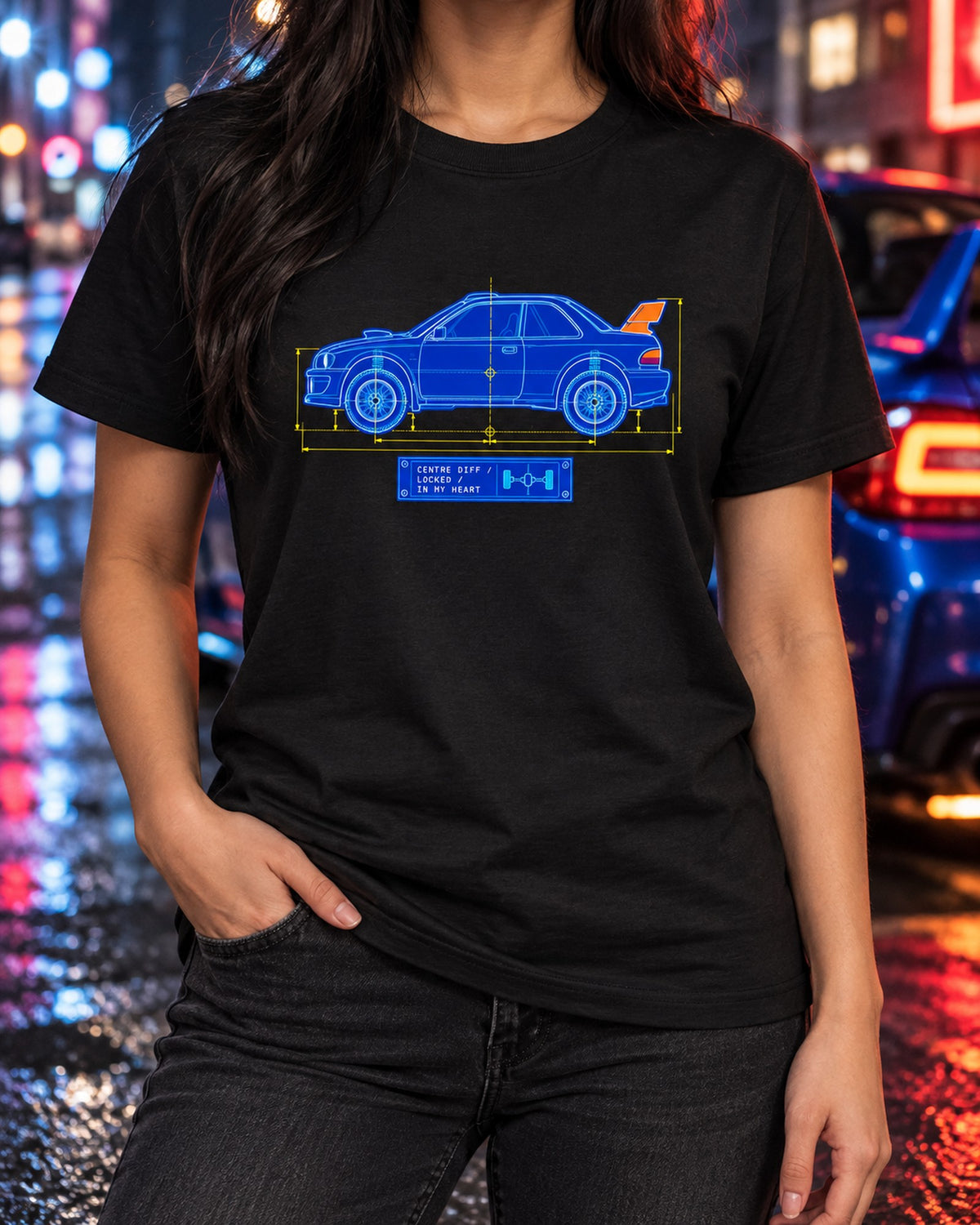Celica GT-Four ST185 Group A Blueprint Shirt, Rally Car Gift T-Shirt Black worn hero