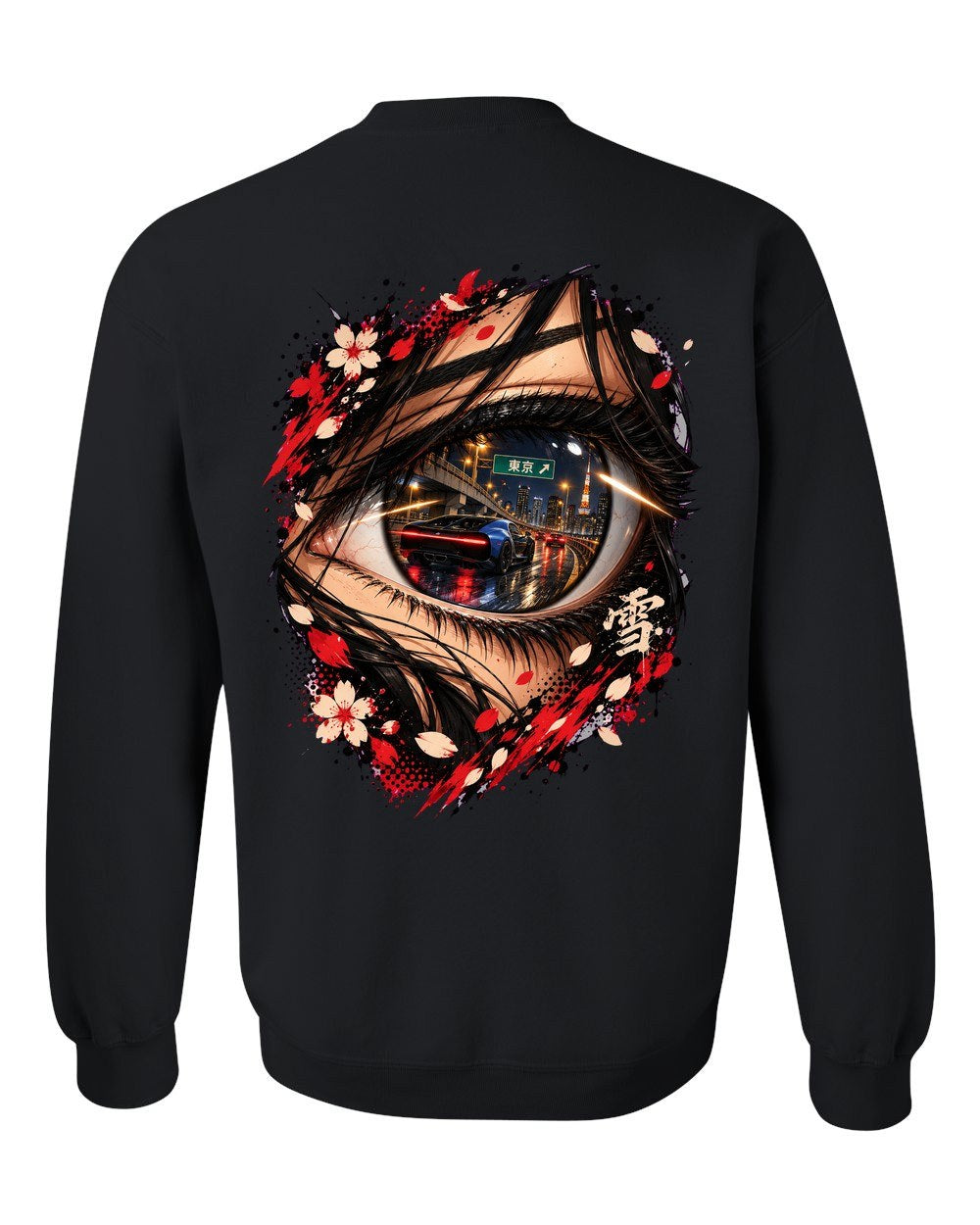 Bugatti Chiron Anime Girl Crewneck Black back