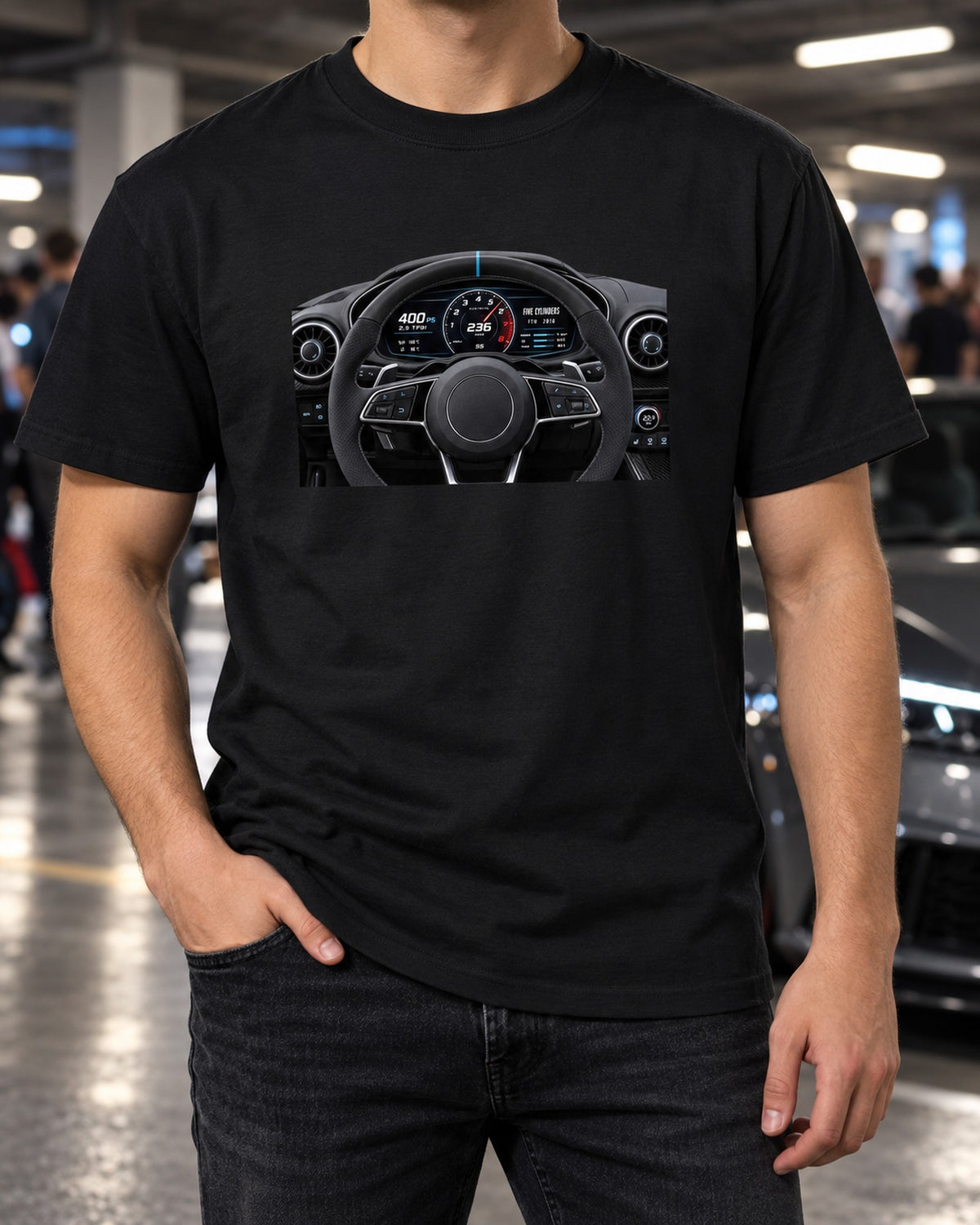 Audi TT RS FV Virtual Cockpit Gauge Shirt, 2.5 TFSI Gift T-Shirt Black worn hero