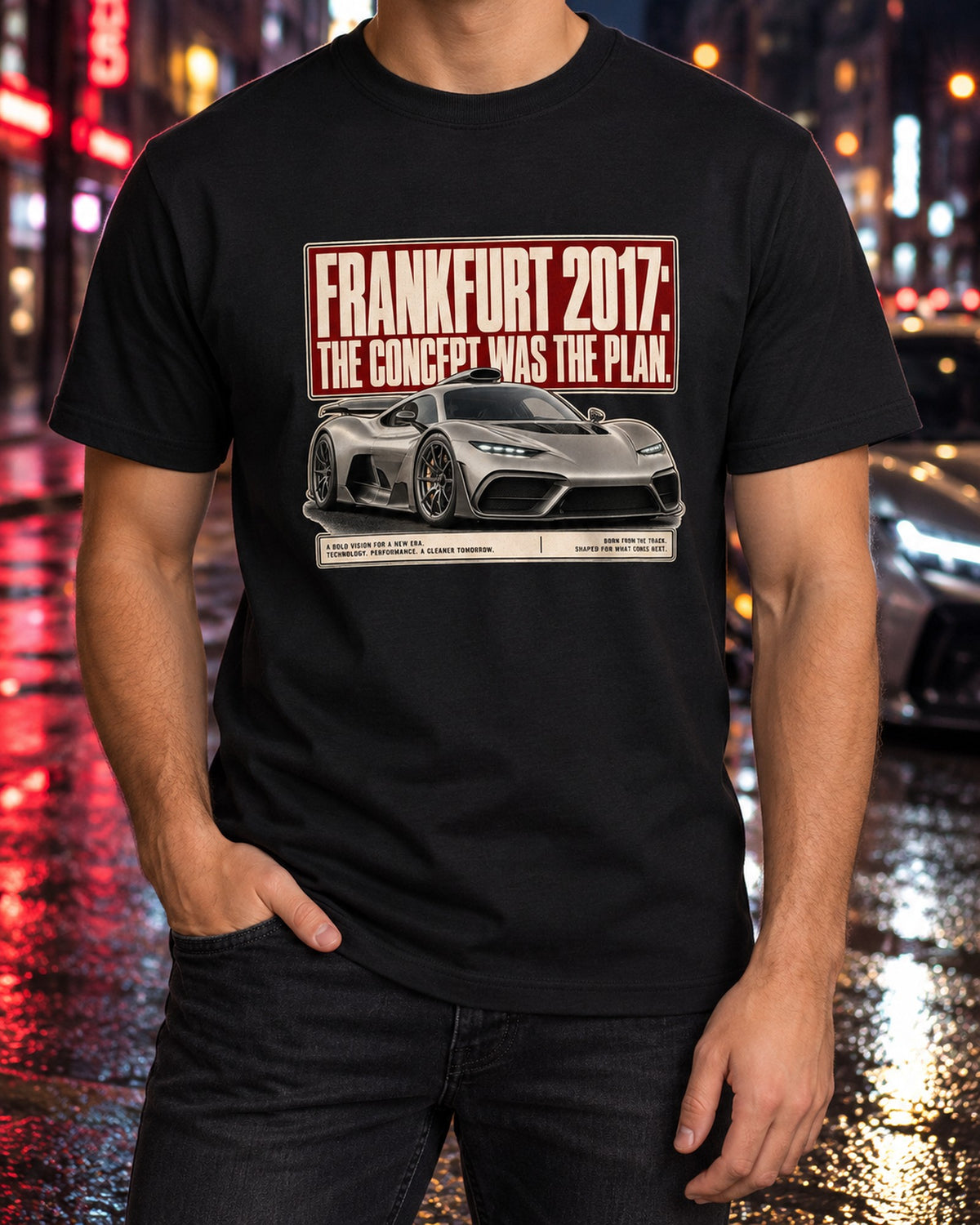 Mercedes-AMG Project One Concept 2017 Frankfurt Debut Headline Tee T-Shirt Black worn hero