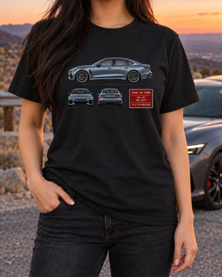 Acura TLX Type S Three-View Spec Shirt, J30AC Car Gift T-Shirt Black worn hero