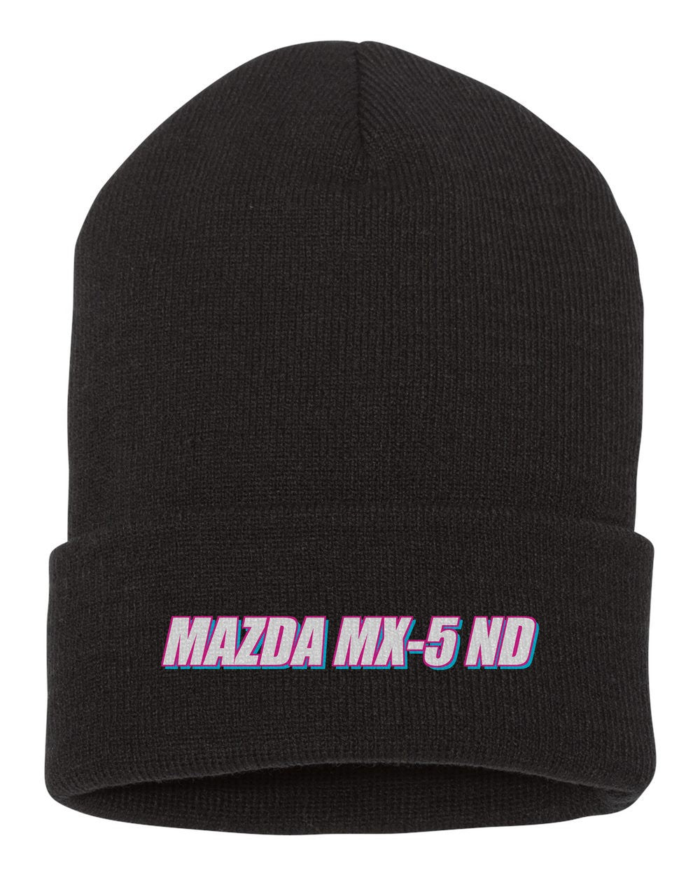 Mazda Mx-5 Nd black beanie front view with car name