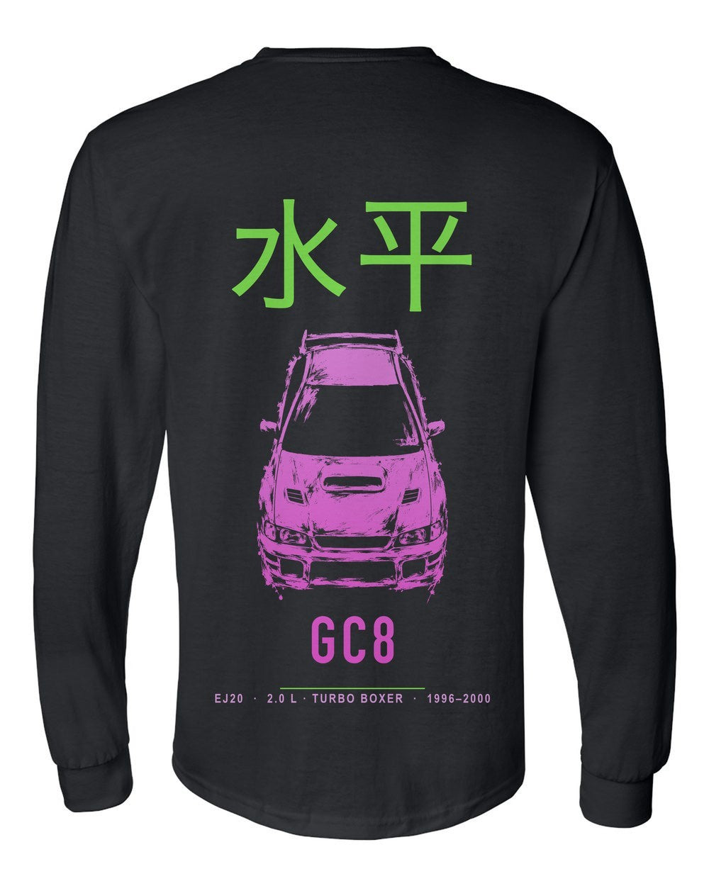 GC8 full-back artwork black long sleeve back view with the design