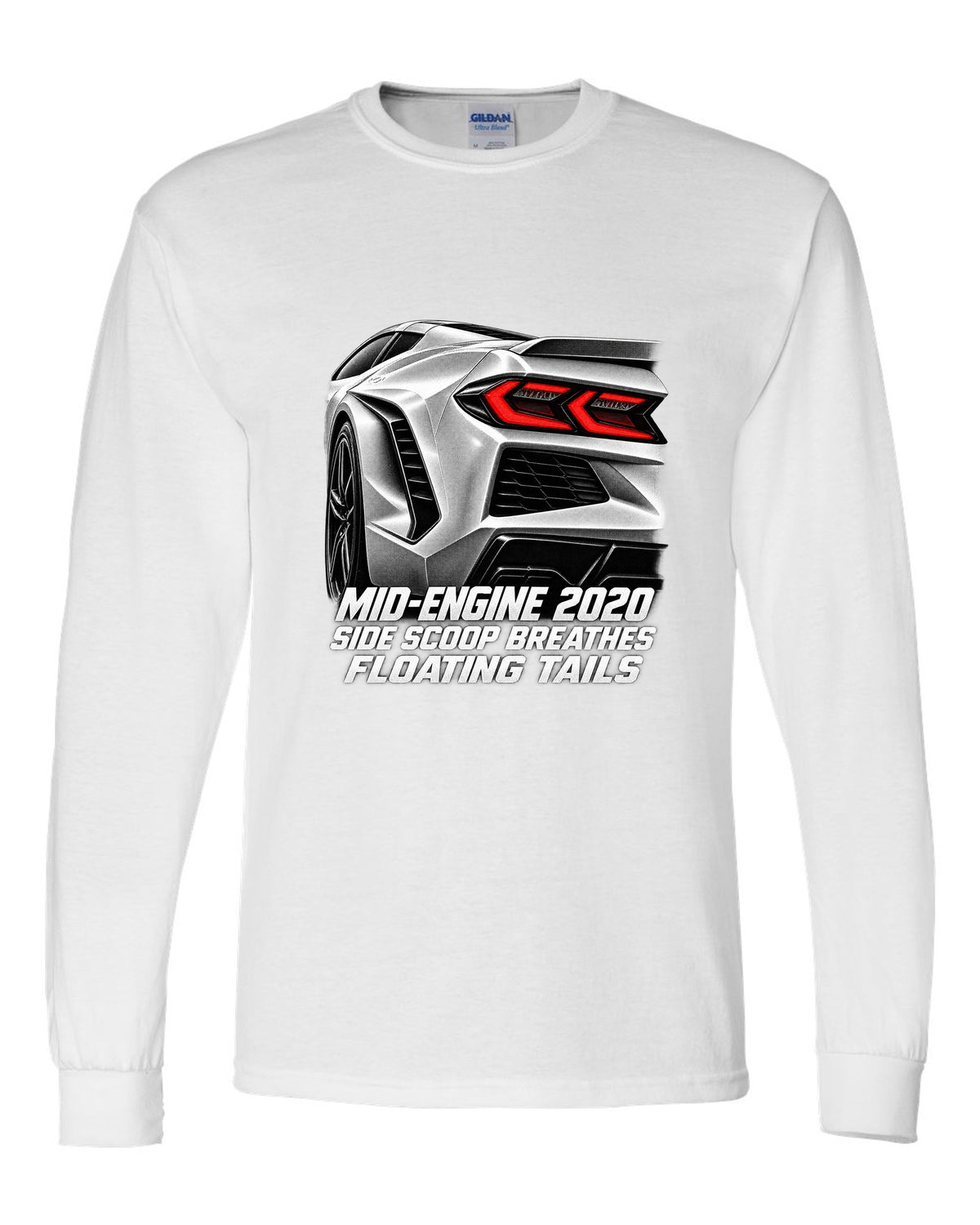 Corvette C8 Stingray 2020 Side Intake Taillight Detail white long sleeve front view with the design
