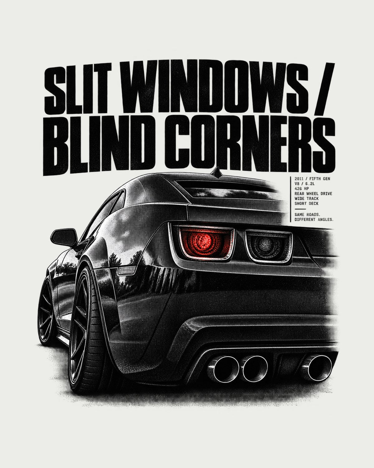 2011 Camaro SS Slit Window Taillight Shirt, Fifth-Gen Rear View design only