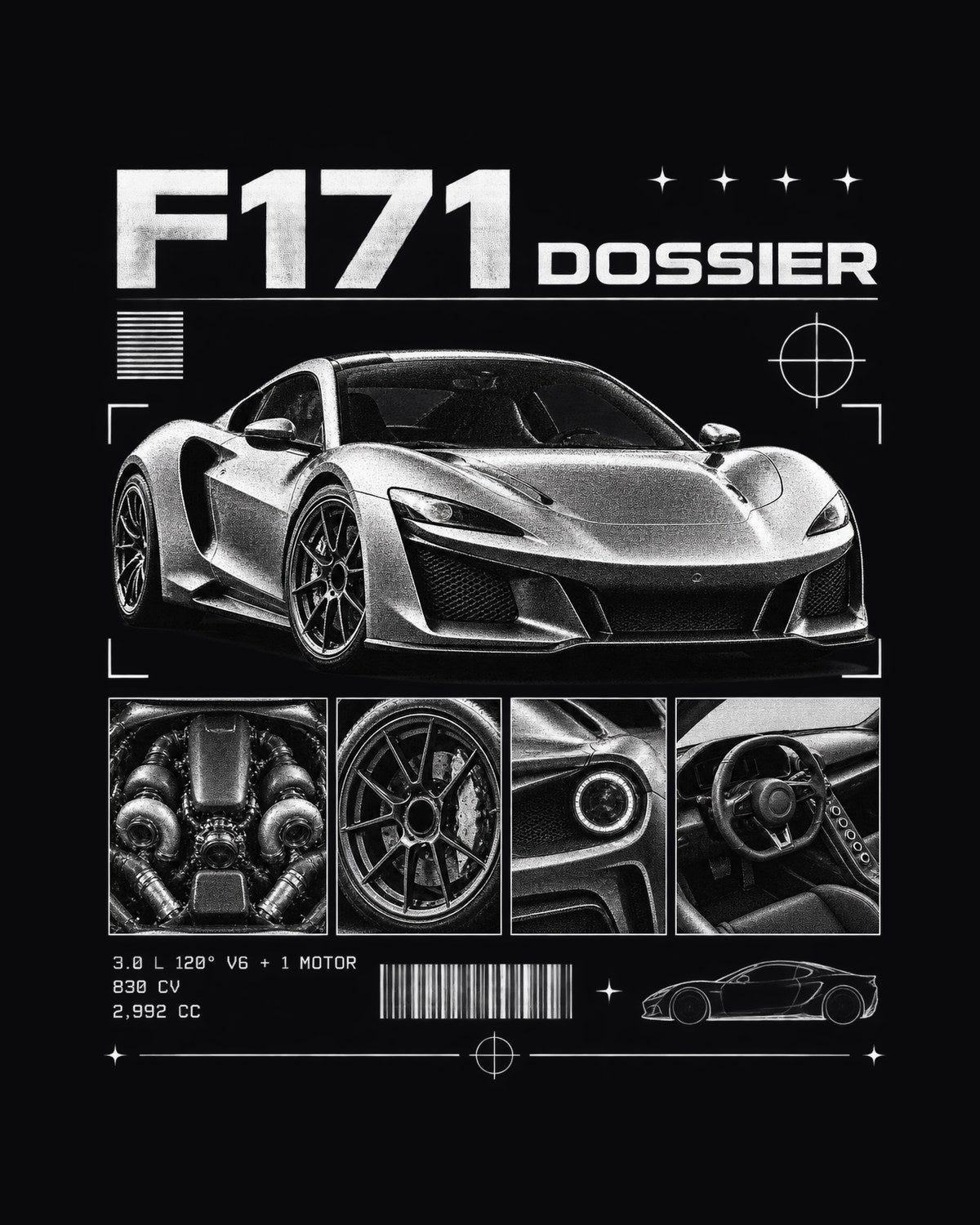 Ferrari 296 GTB F171 Hybrid V6 Dossier Panel Shirt design only