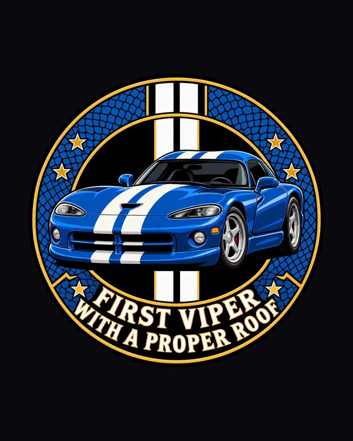 Dodge Viper GTS SR II Crest Shirt, First Viper With a Roof design only