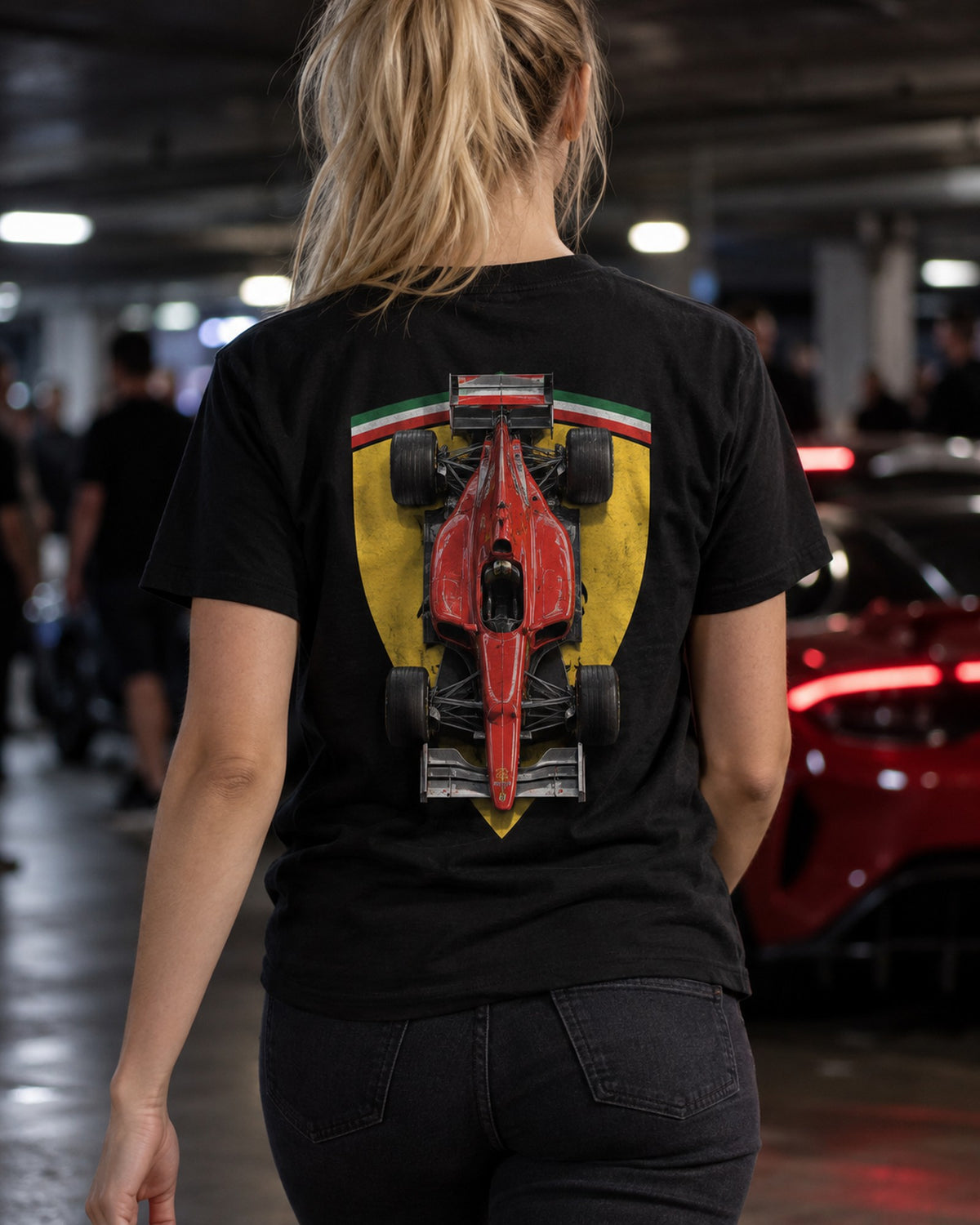 Ferrari F2002 2002 Classic F1 Overhead Poster Shirt, Formula 1 Tee T-Shirt Black worn hero