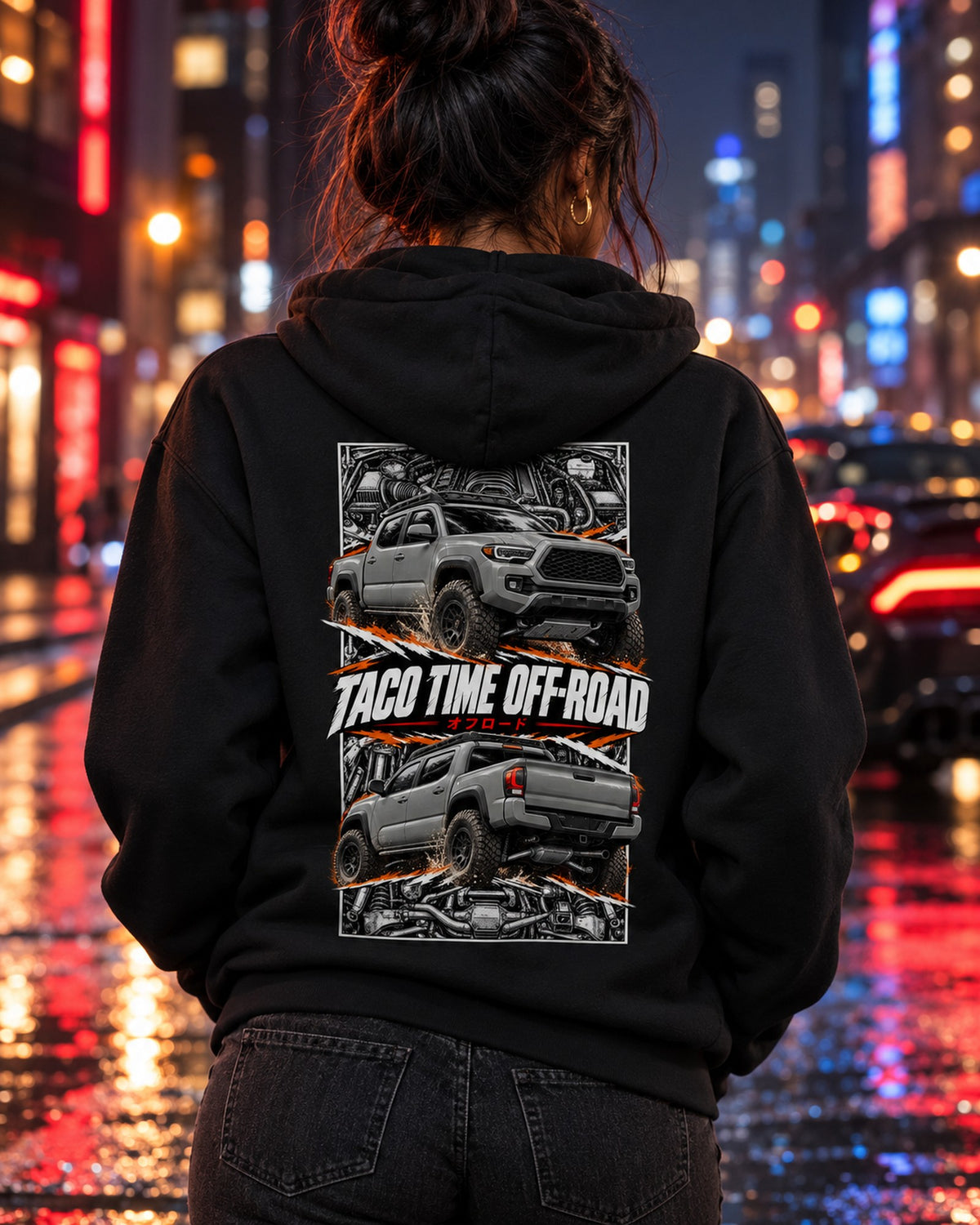 Toyota Tacoma TRD Torn Poster Full-Back Graphic Tee Pull Over Hoodie Black worn hero