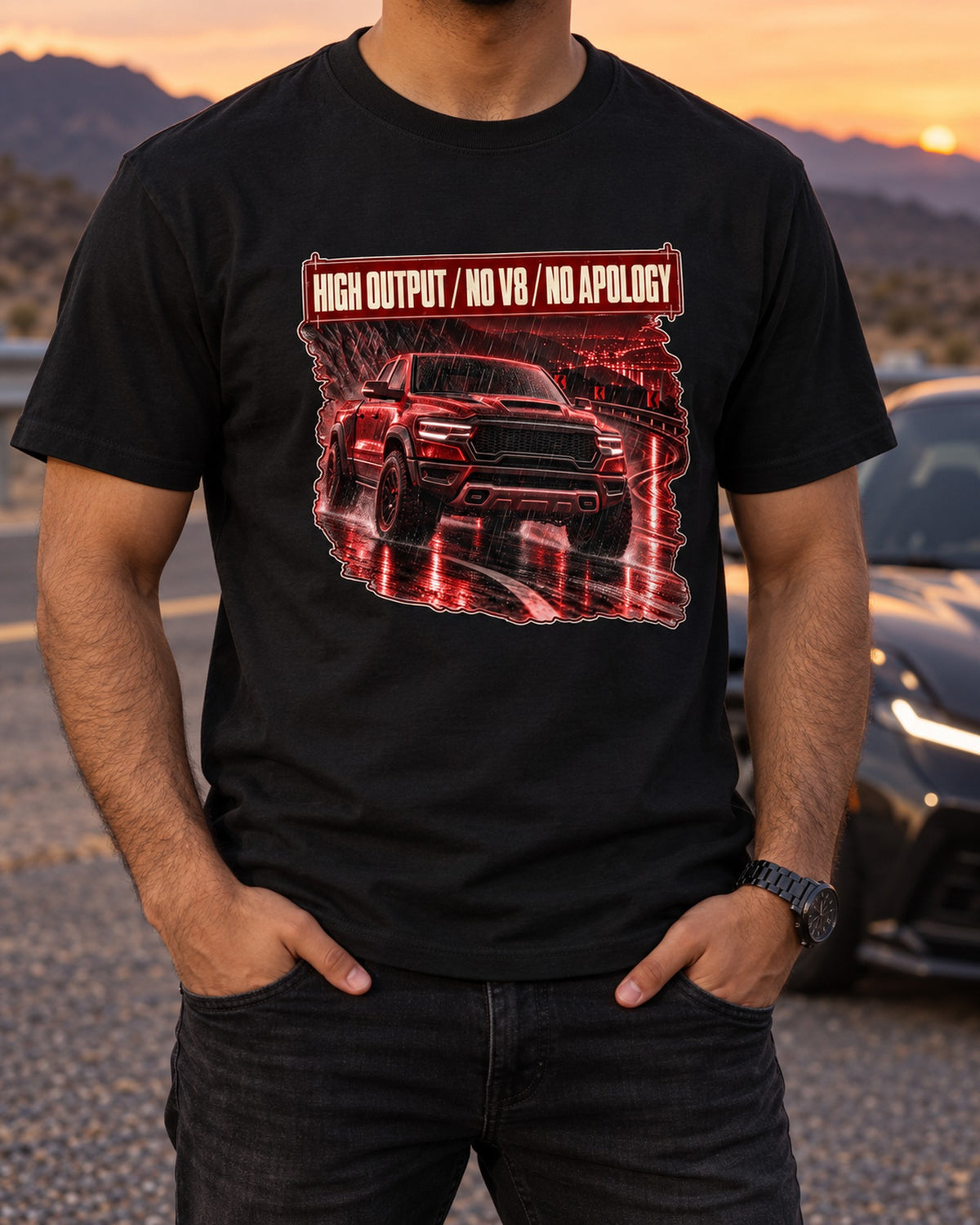 Ram 1500 RHO Night Street Poster Shirt, High Output I6 Tee T-Shirt Black worn hero