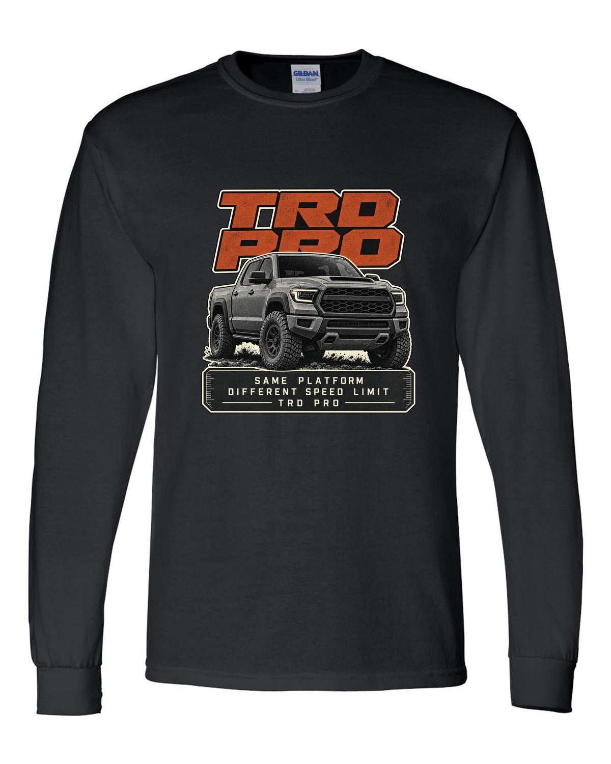 Toyota Tundra TRD Pro halftone statement design black long sleeve front view with the design