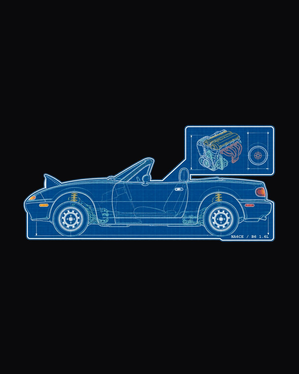 Mazda MX-5 NC Sticker Bomb Rear Shirt, MZR 2.0 Car Guy Gift design only