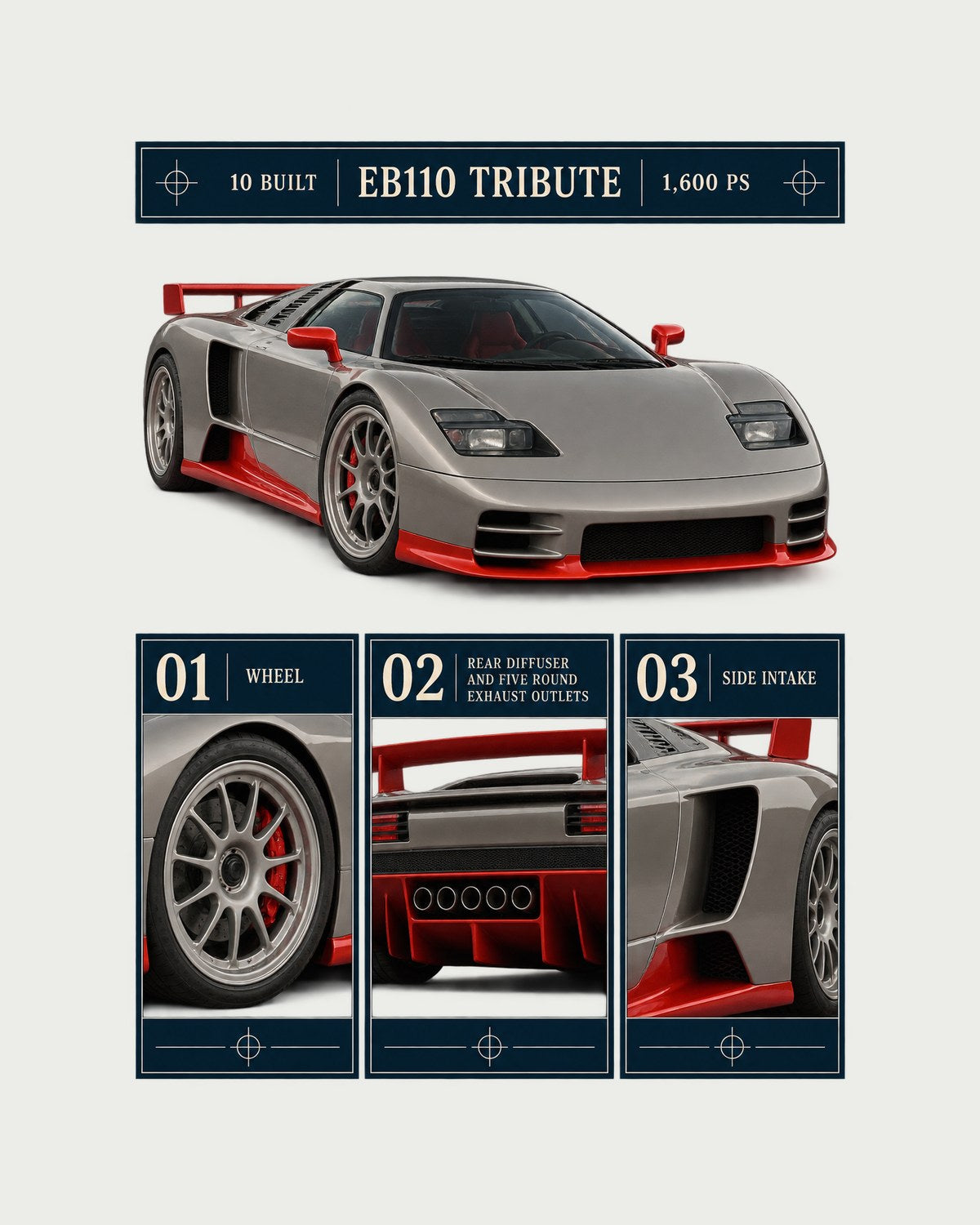 Bugatti Centodieci Dossier Panel Shirt, EB110 Tribute, 2022 design only