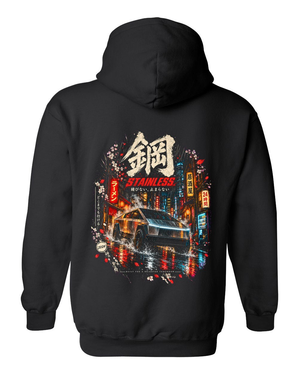Tesla Cybertruck Pull Over Hoodie Black back
