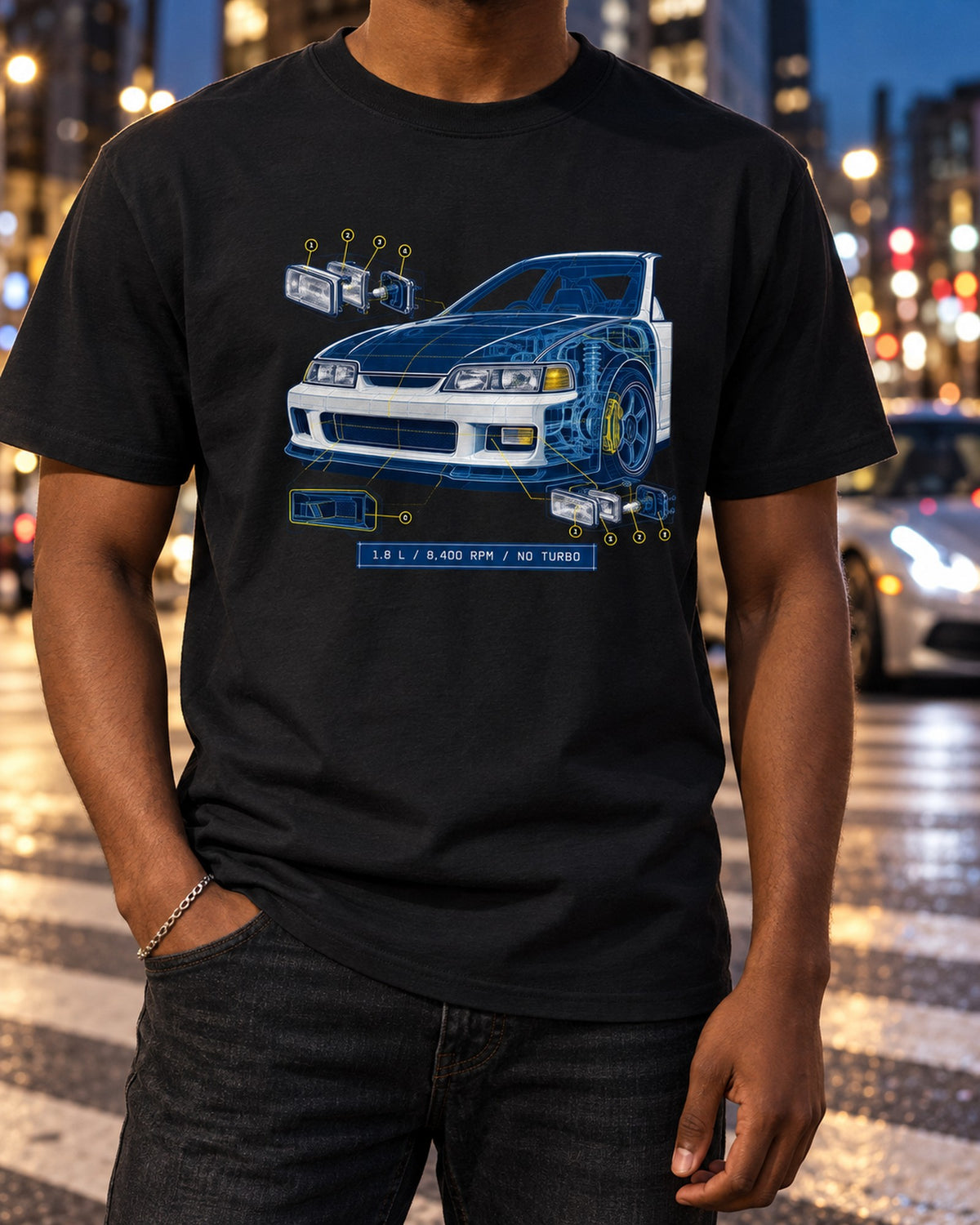 Honda Integra Type R DC2 B18C Blueprint Shirt, 8,400 RPM T-Shirt Black worn hero