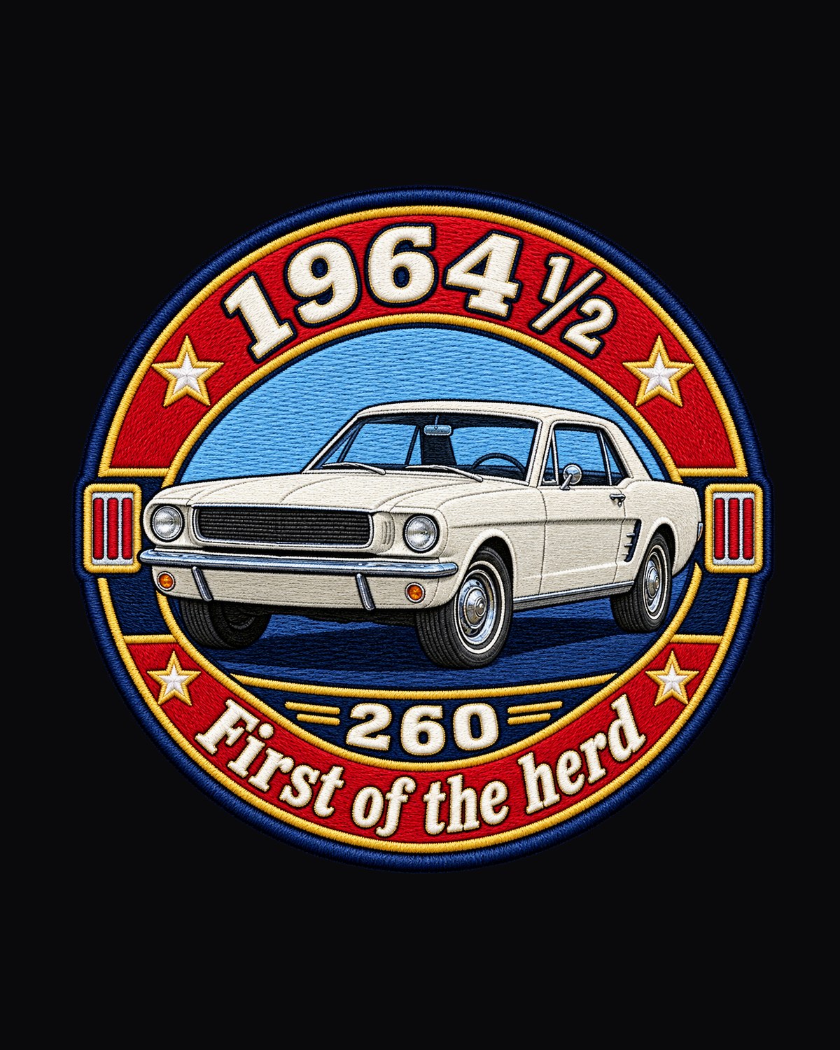 1964½ Ford Mustang Coupe 260 Varsity Crest, First Pony Shirt design only