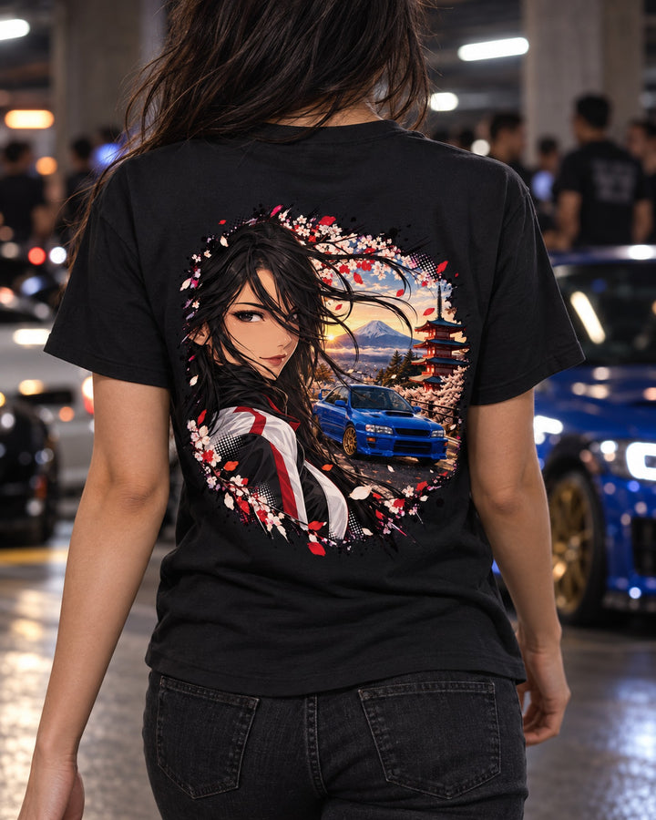 Subaru WRX STI GC8 Anime Girl Shirt, Hoodie & More T-Shirt Black worn hero