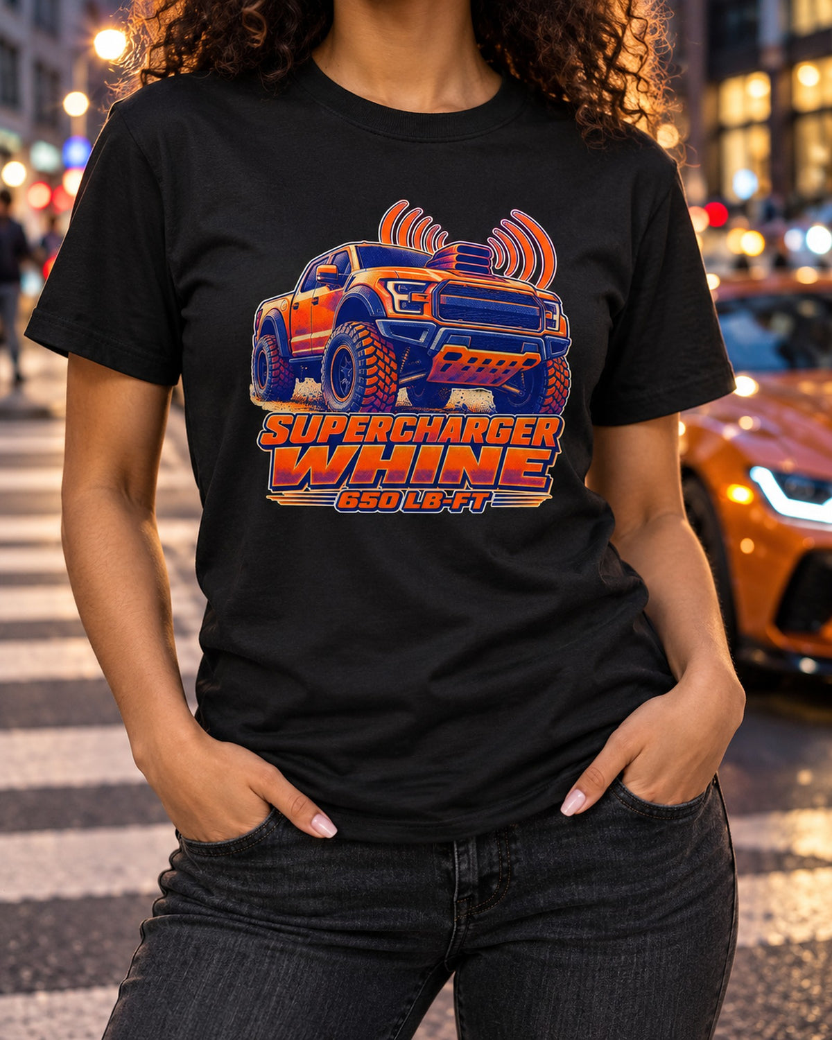 Ram 1500 TRX Supercharger Scoop Halftone Riso Shirt, 650 LB-FT T-Shirt Black worn hero