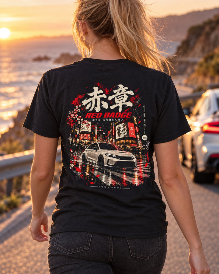 Honda Civic Type R FL5 Red Badge Shirt, Hoodie & More T-Shirt Black worn hero
