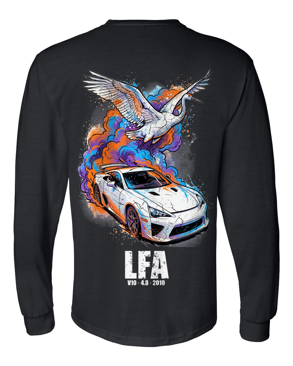 Lexus LFA Crane Long Sleeve T-Shirt — Black back