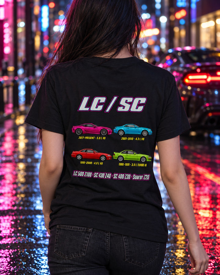 Lexus SC LC Evolution Poster Full-Back Graphic Tee T-Shirt Black worn hero