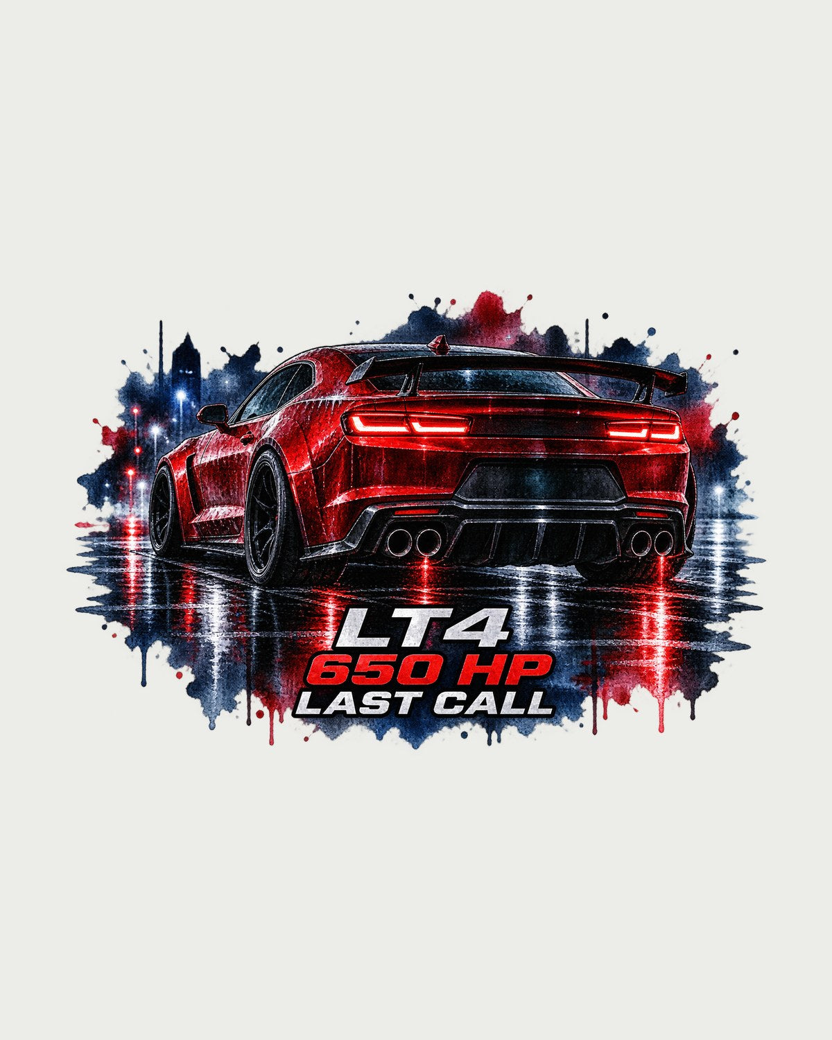 2023 Camaro ZL1 Last Call Wet Road Watercolour Shirt, LT4 design only