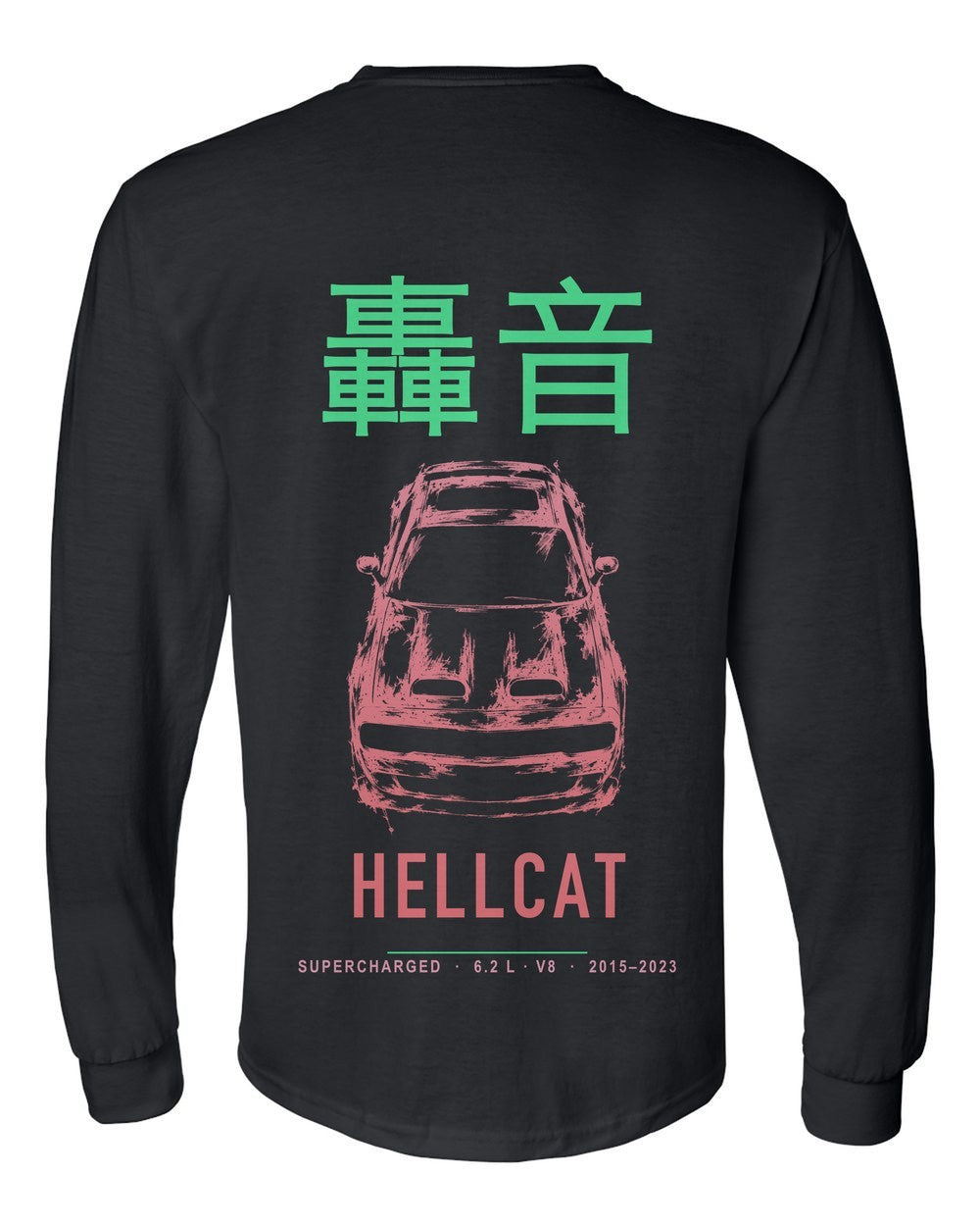 HELLCAT full-back artwork black long sleeve back view with the design