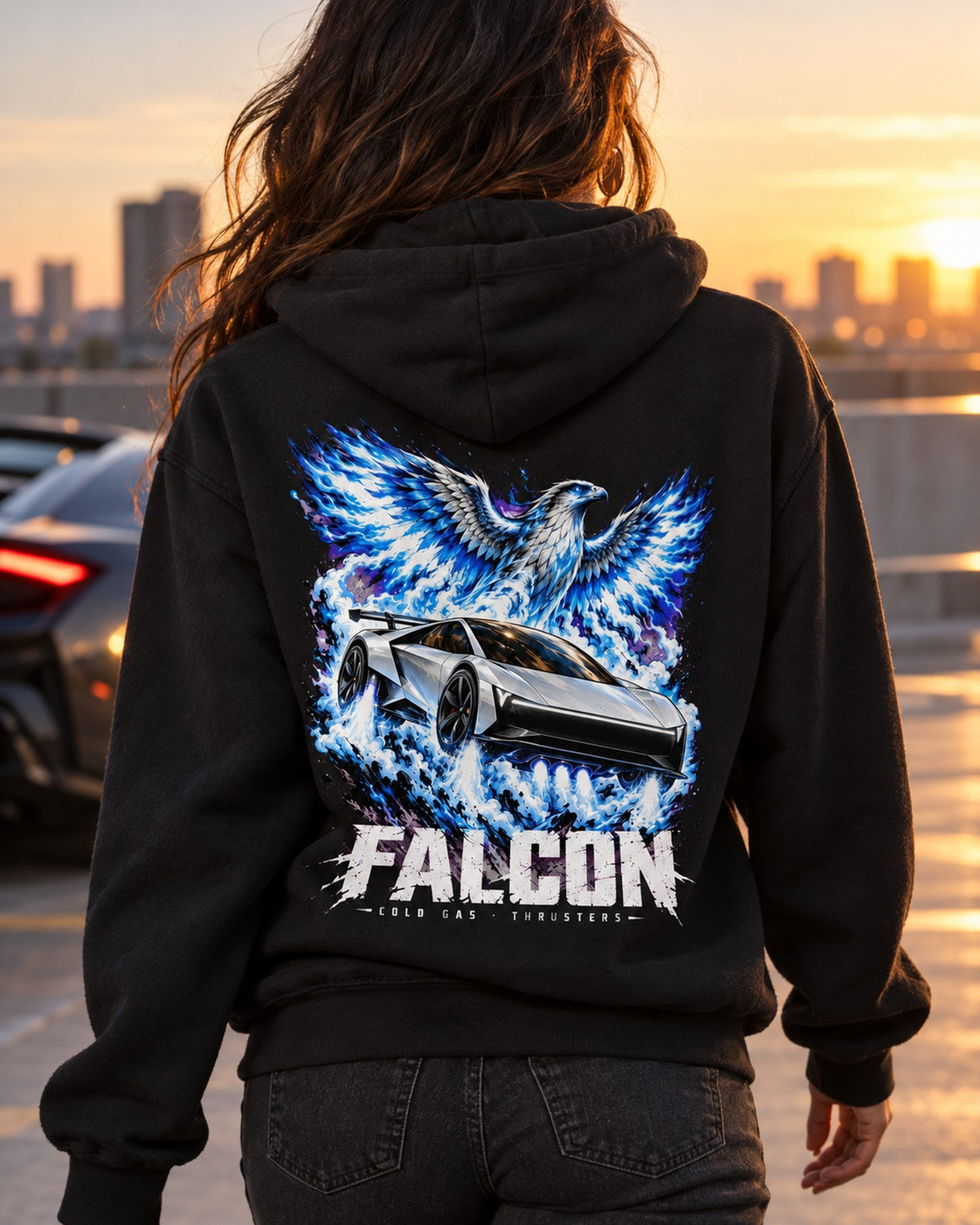Tesla Roadster 2026 Falcon Shirt, Hoodie & More Pull Over Hoodie Black worn hero
