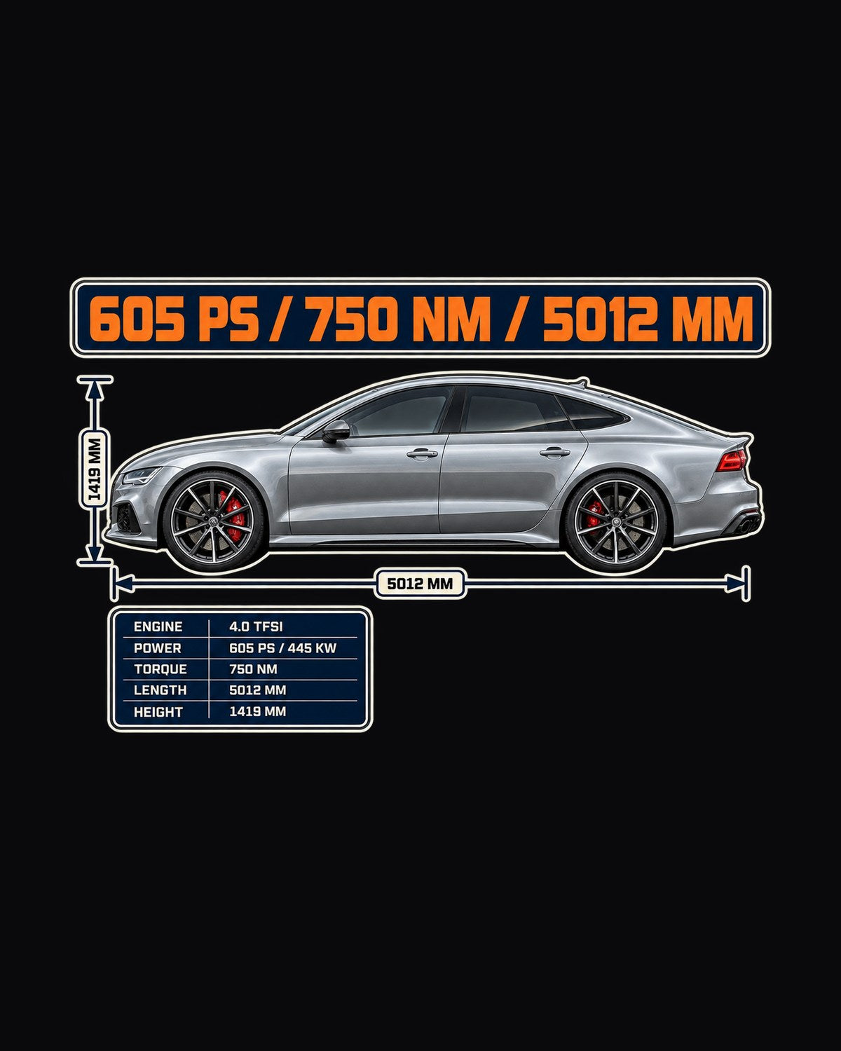 Audi RS7 Sportback Performance C7 Spec Poster Shirt design only
