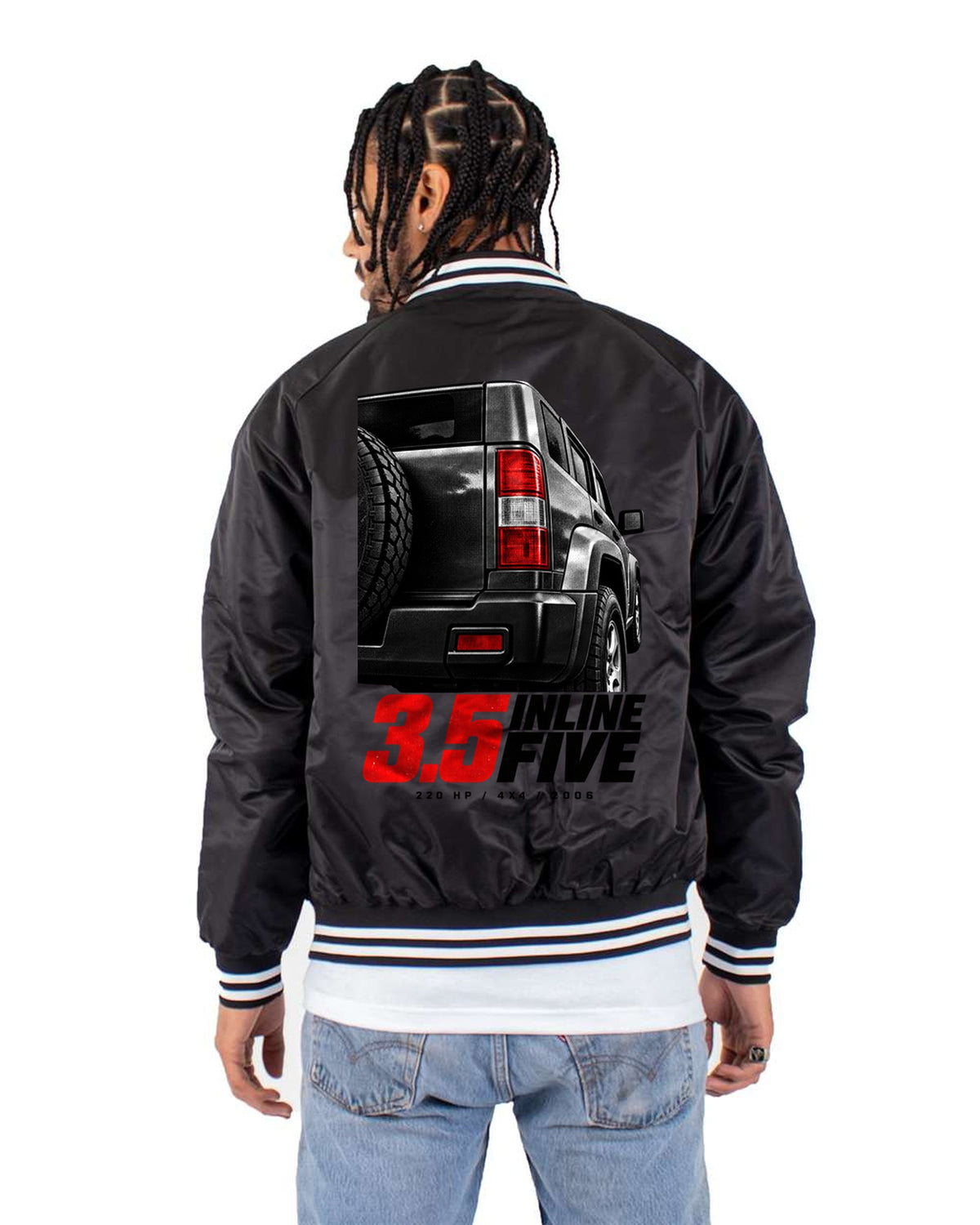 Hummer H3 2006-10 Taillight Macro Shirt, 3.5 Inline Five Truck Gift Bomber Jacket Black back