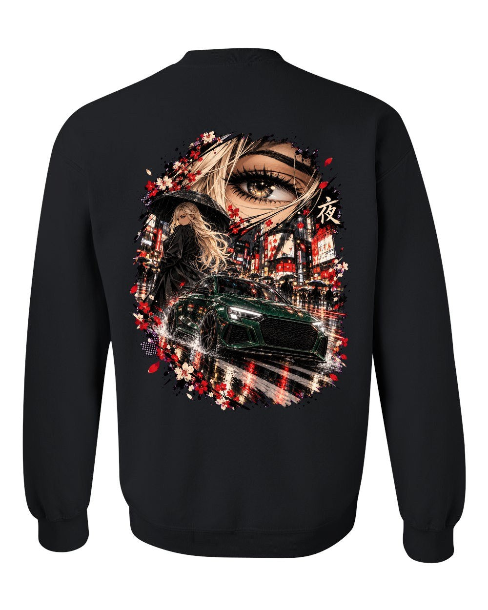 Audi RS3 Anime Girl Crewneck Black back