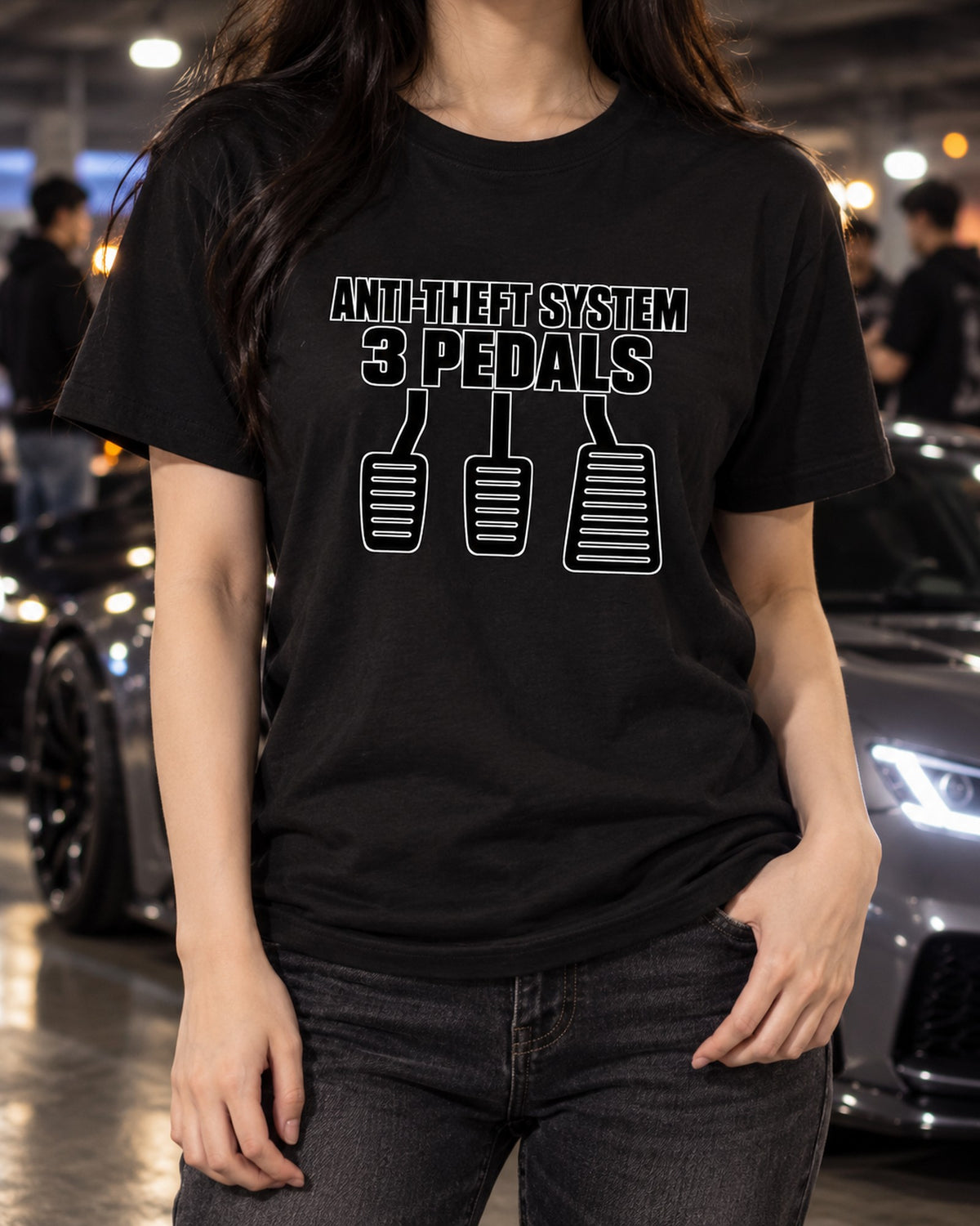 Funny Anti-Theft Manual Car Shirt for Car Guys T-Shirt Black worn hero