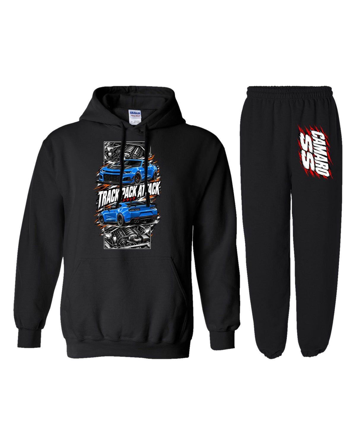 Camaro SS Torn Poster Hoodie + Jogger Set black hoodie and sweatpants