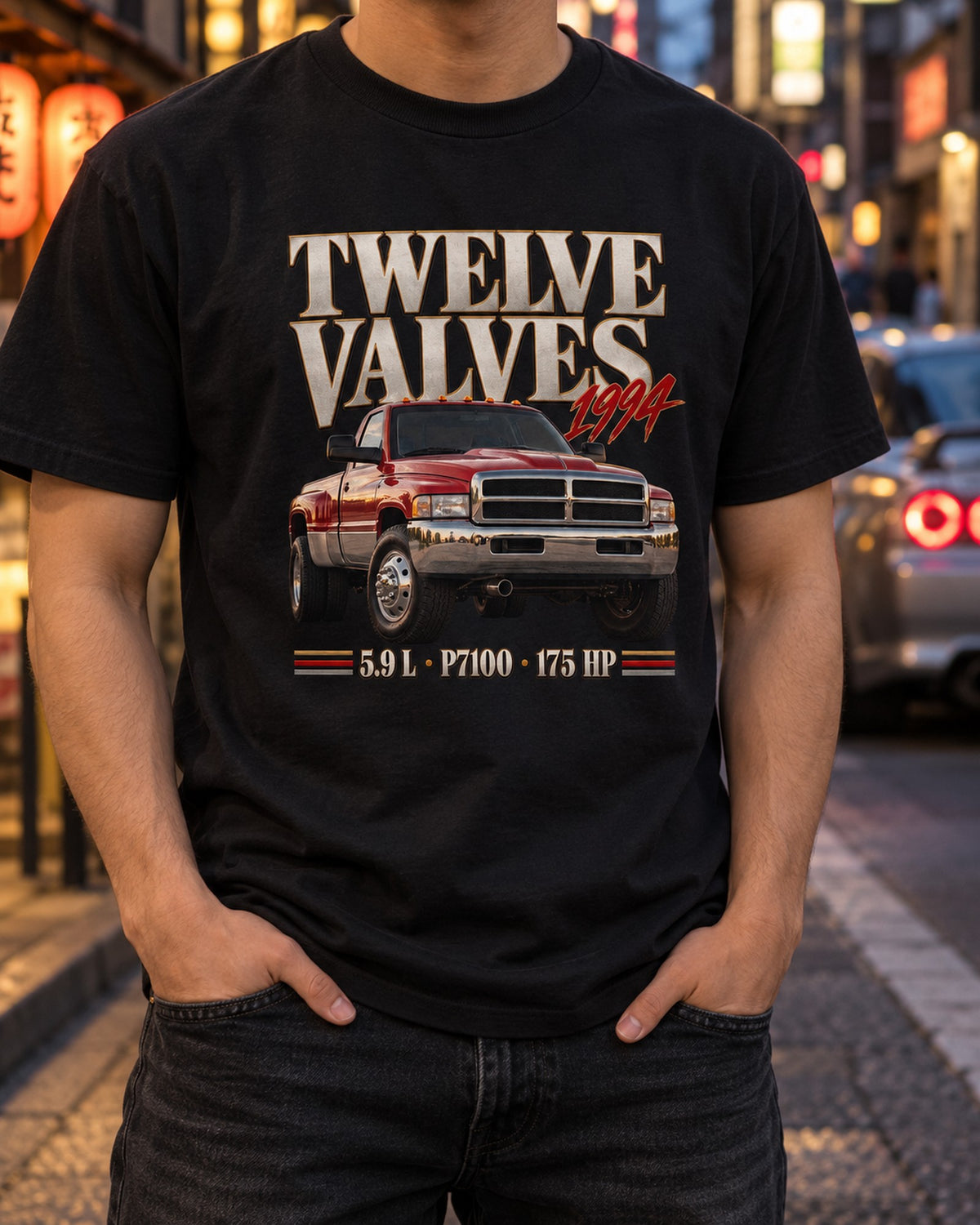 Dodge Ram 2500 12V Cummins 5.9 1994-98 Twelve Valves Shirt, P7100 T-Shirt Black worn hero
