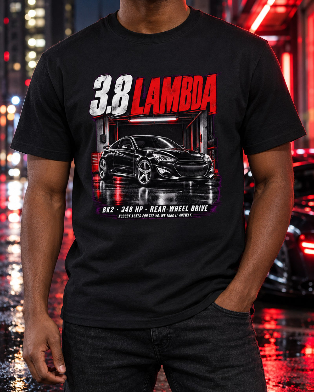 Hyundai Genesis Coupe BK2 3.8 Track Garage Night Shirt, V6 Fan T-Shirt Black worn hero