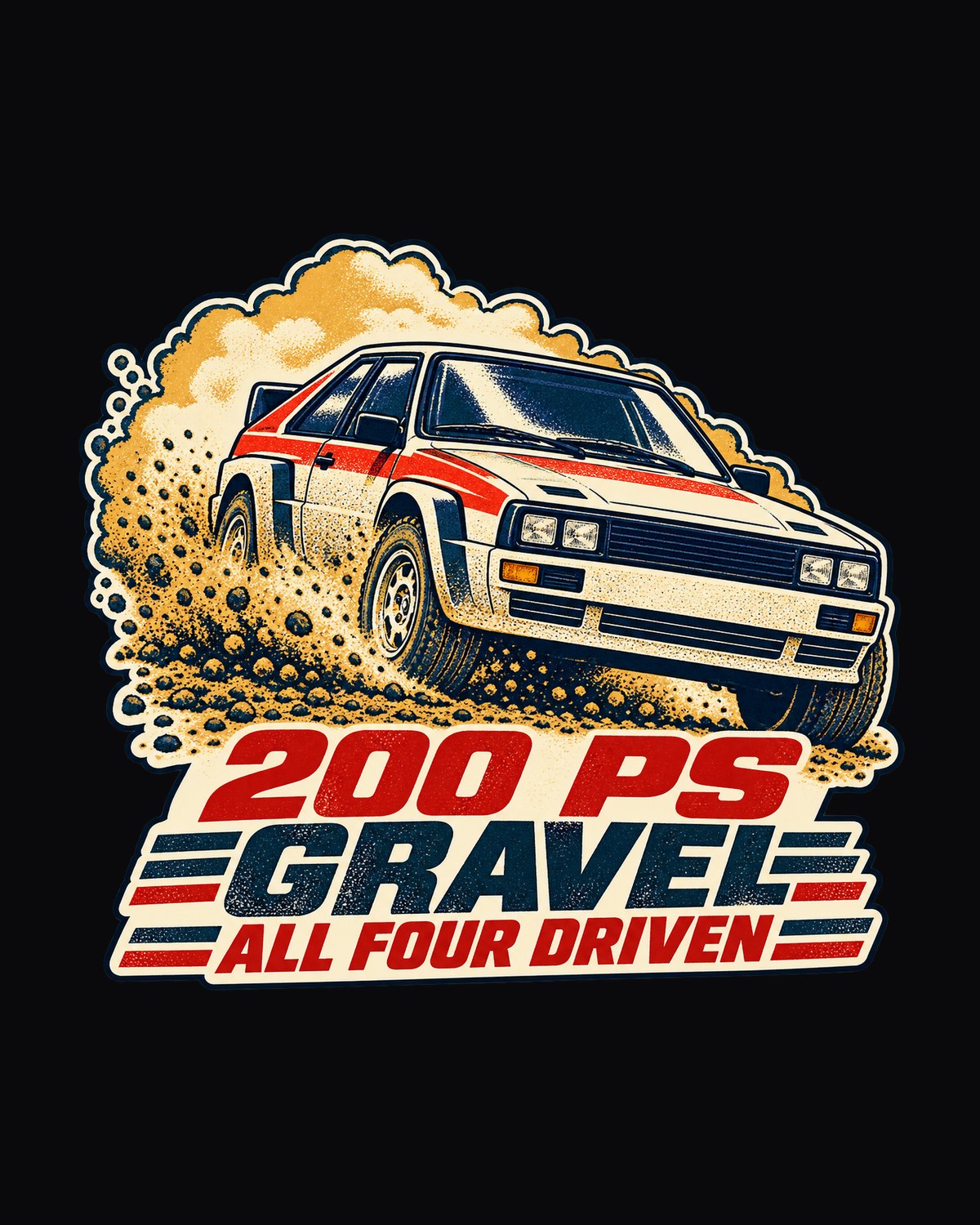 Audi Ur-Quattro Type 85 Gravel Rally Poster Screenprint Shirt design only