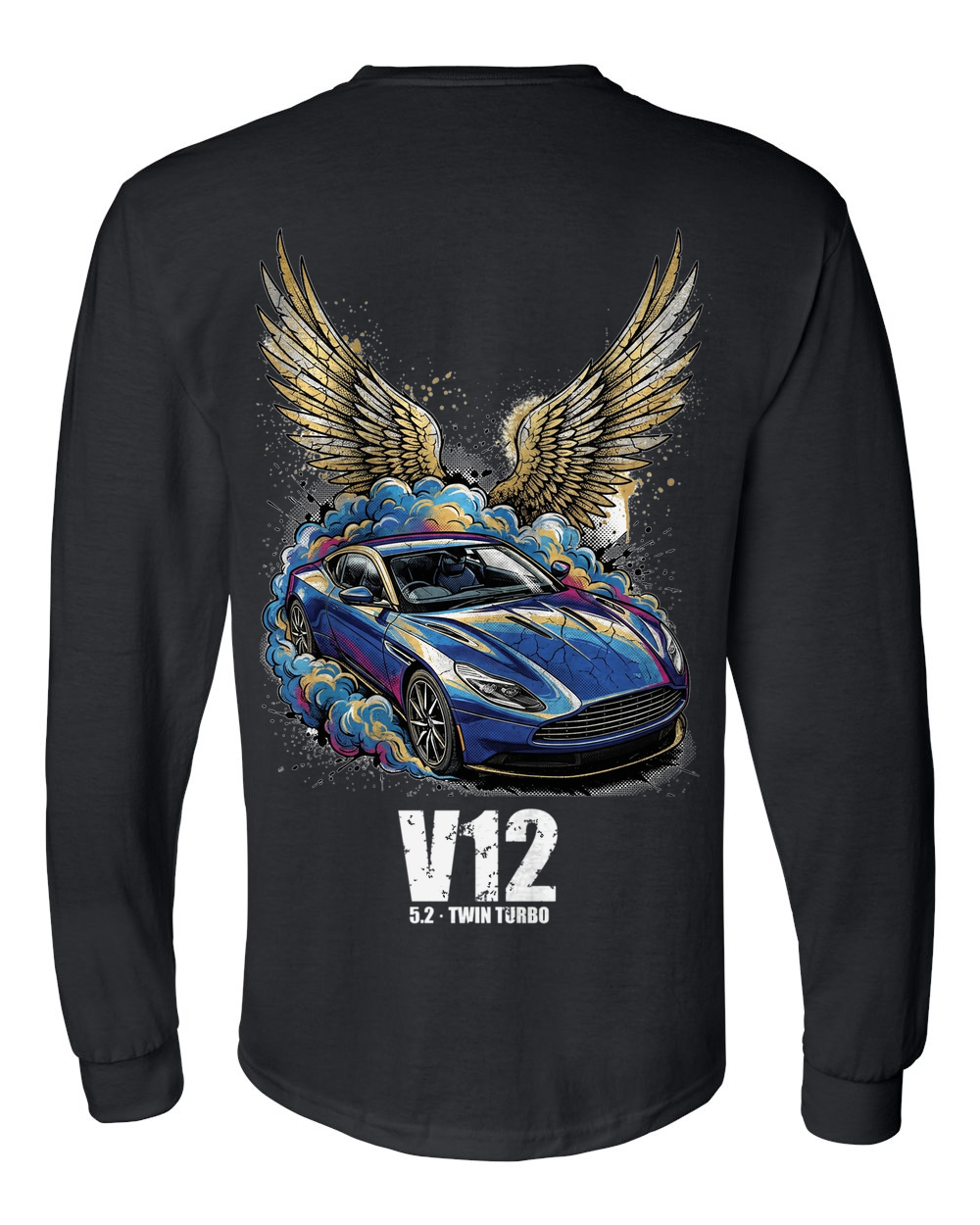Aston Martin DB11 Wings Long Sleeve T-Shirt — Black back
