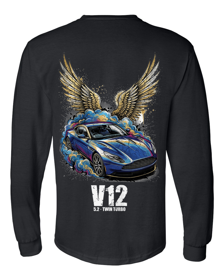 Aston Martin DB11 Wings Long Sleeve T-Shirt — Black back