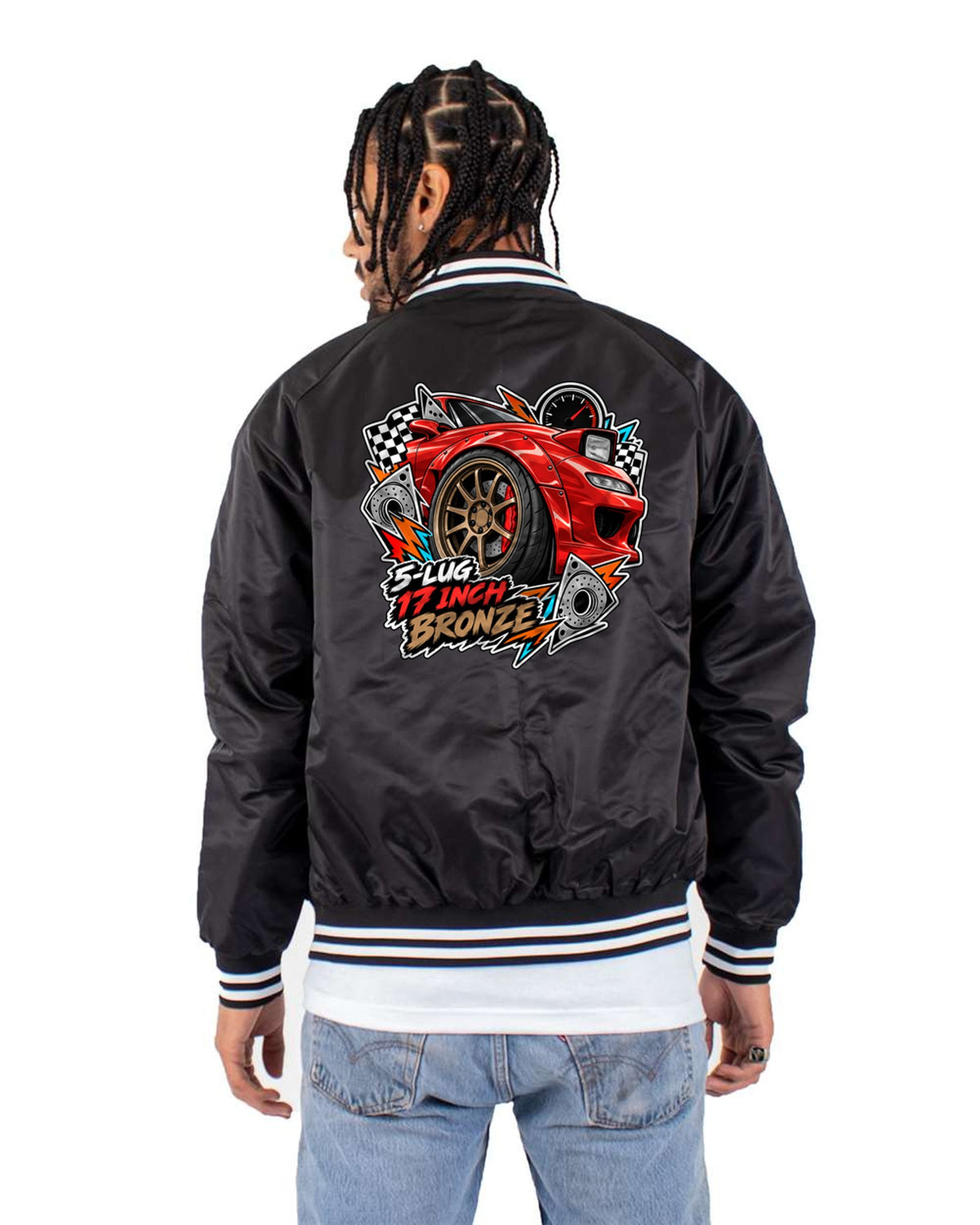 Mazda RX-7 FD3S Boost Gauge Dash Shirt, Boost Leak Joke Bomber Jacket Black back