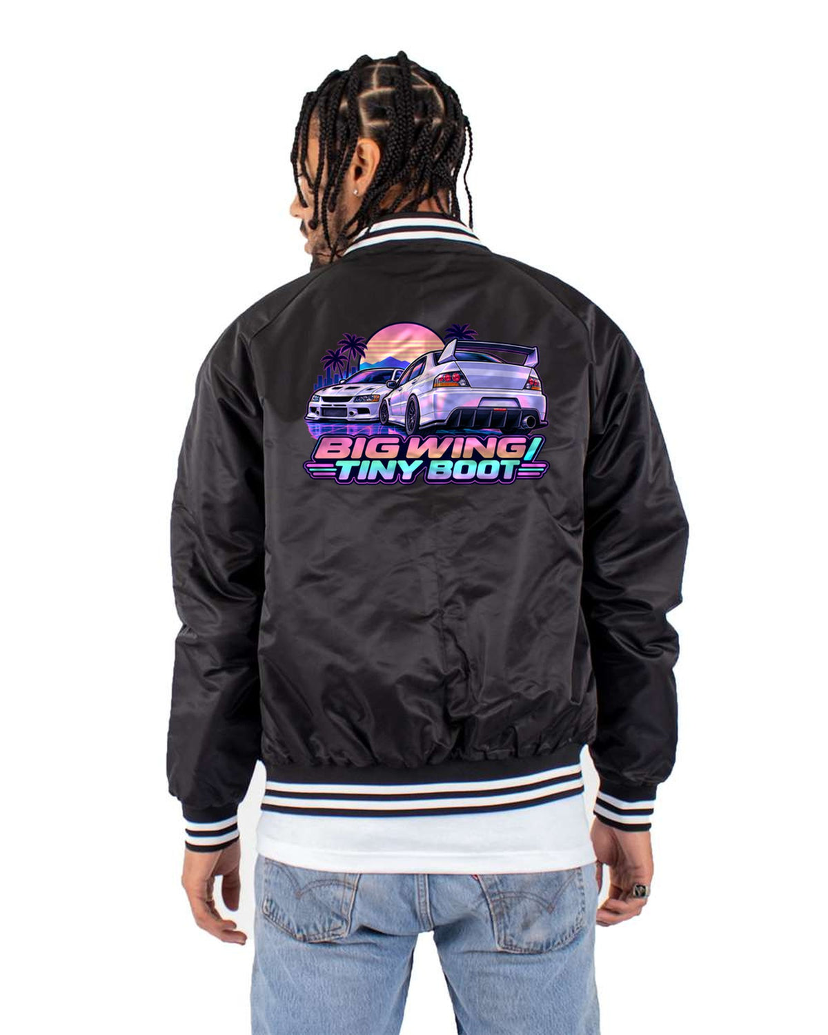 Vaporwave Pastel Evo IX CT9A Shirt, Big Wing Tiny Boot Bomber Jacket Black back