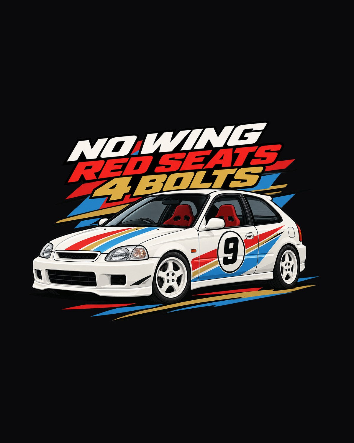 Honda Civic Type R EK9 Retro Racing Livery Shirt, No Wing design only