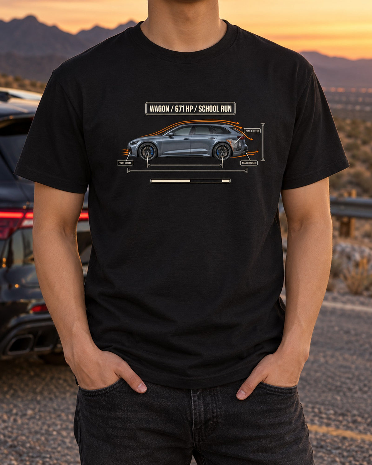 Mercedes-AMG C63 S E Performance S206 Estate Aero Callout Shirt T-Shirt Black worn hero