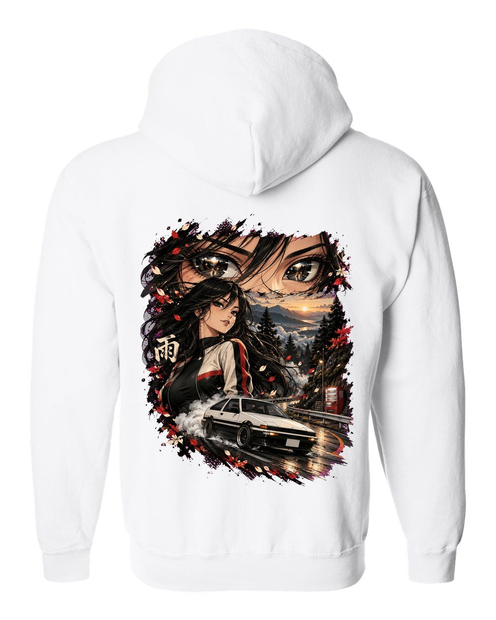 Toyota AE86 Anime Girl Zip Hoodie White back