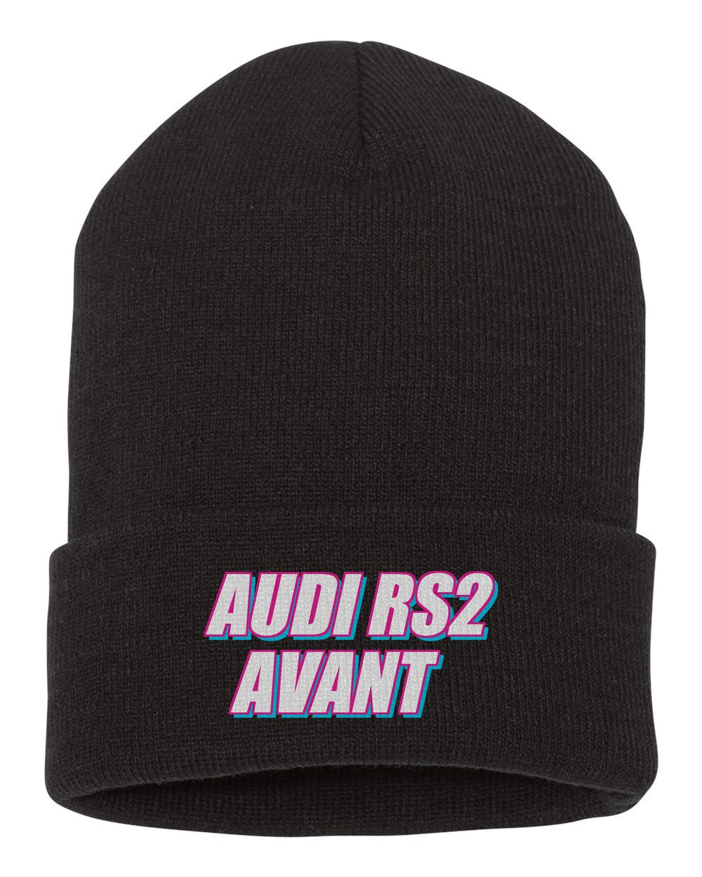 Audi Rs2 Avant black beanie front view with car name